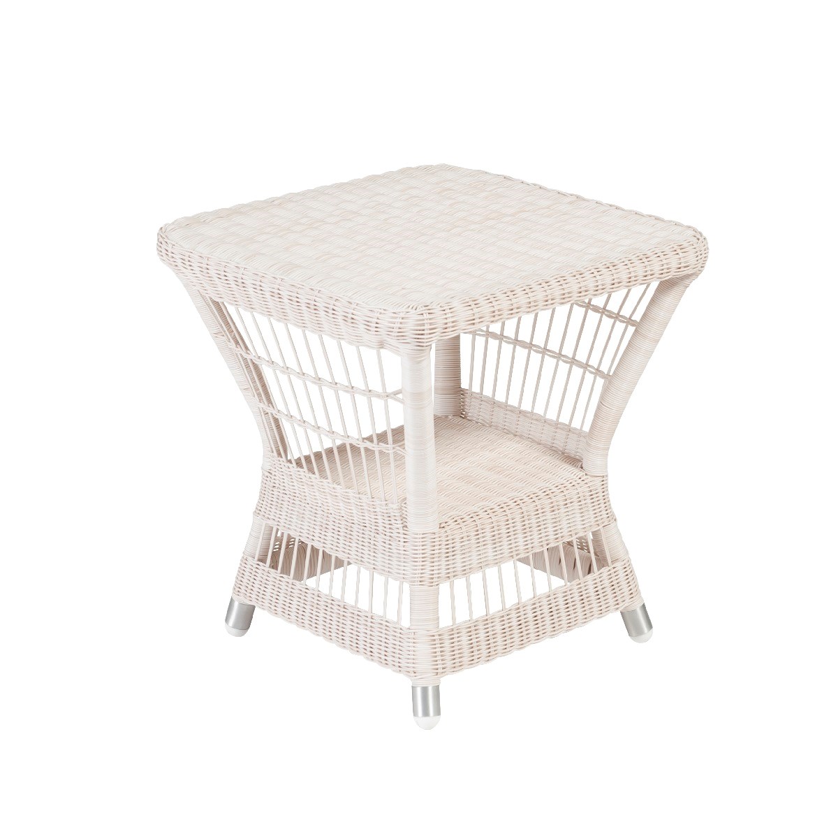 Table basse carrée de jardin en résine blanc cassé