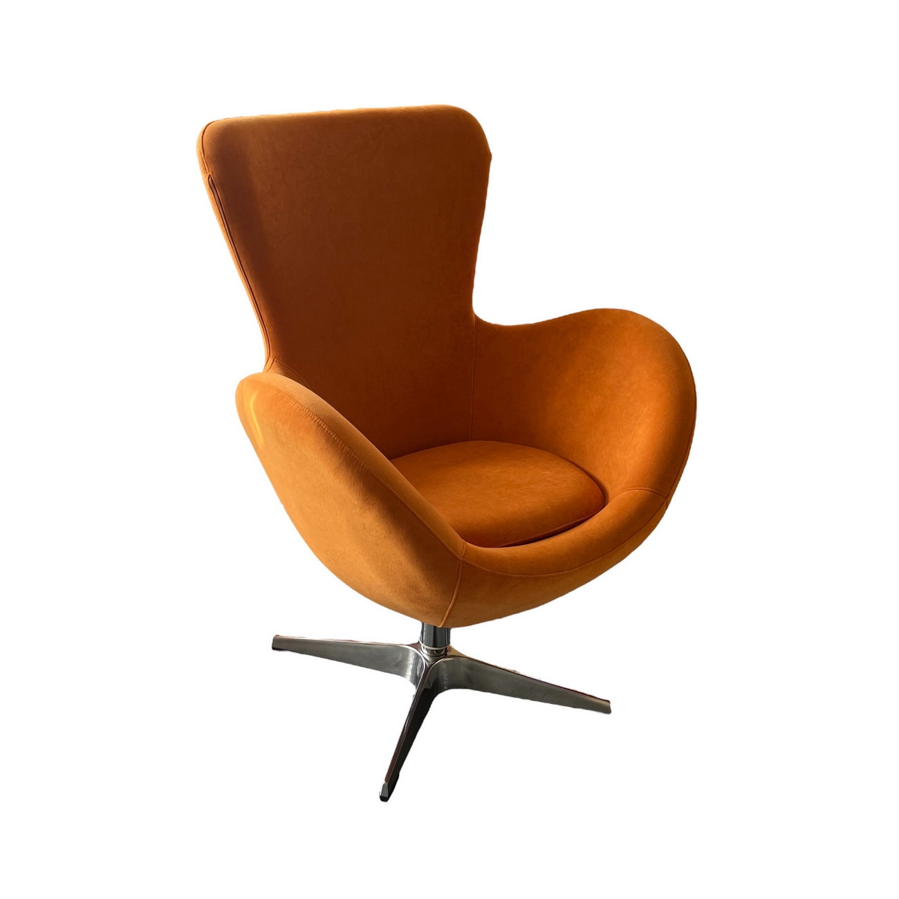 Fauteuil design en velours orange