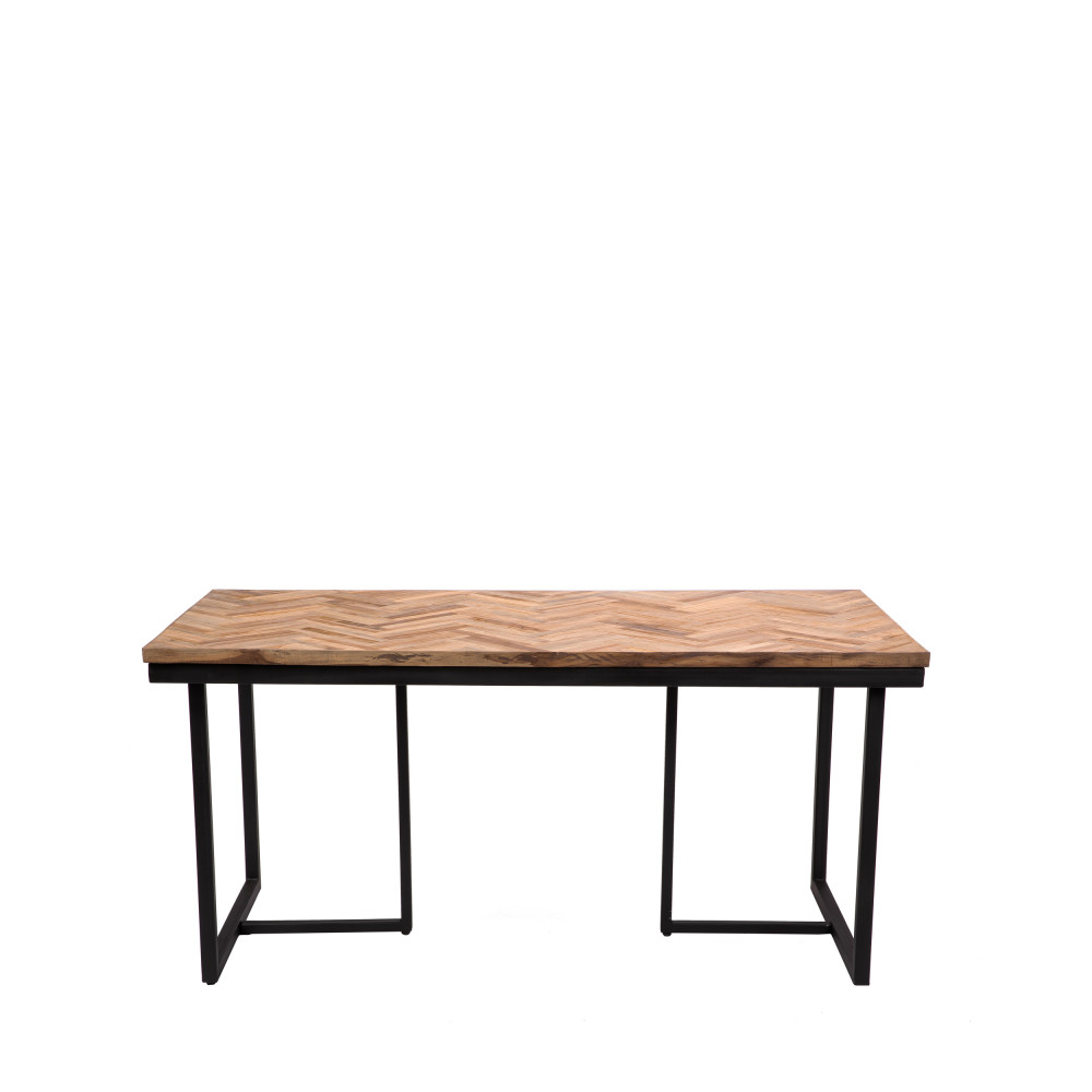 Table en métal noir et teck recyclé 160x80cm
