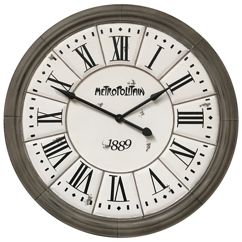 Horloge industrielle en fer gris sable