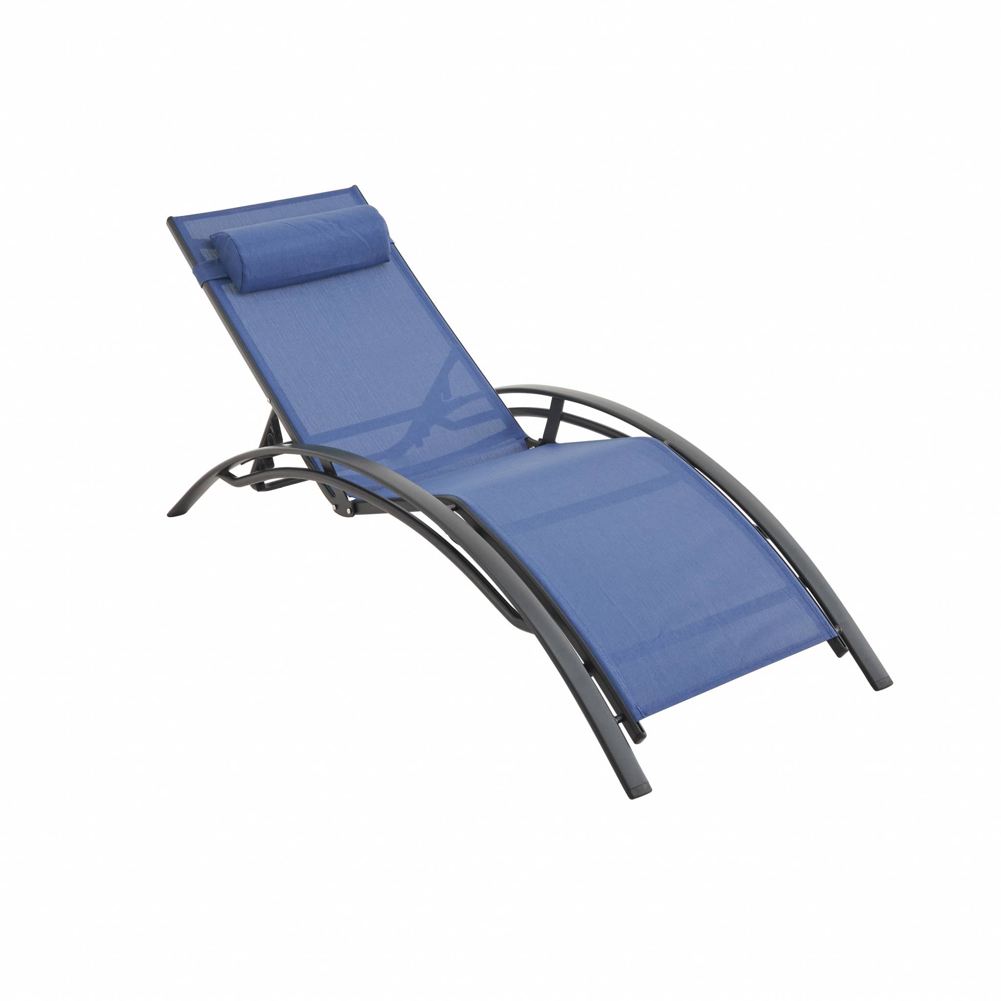 Bain de soleil en aluminium et textilène bleu nuit Bain de soleil en aluminium et textilène bleu nuit