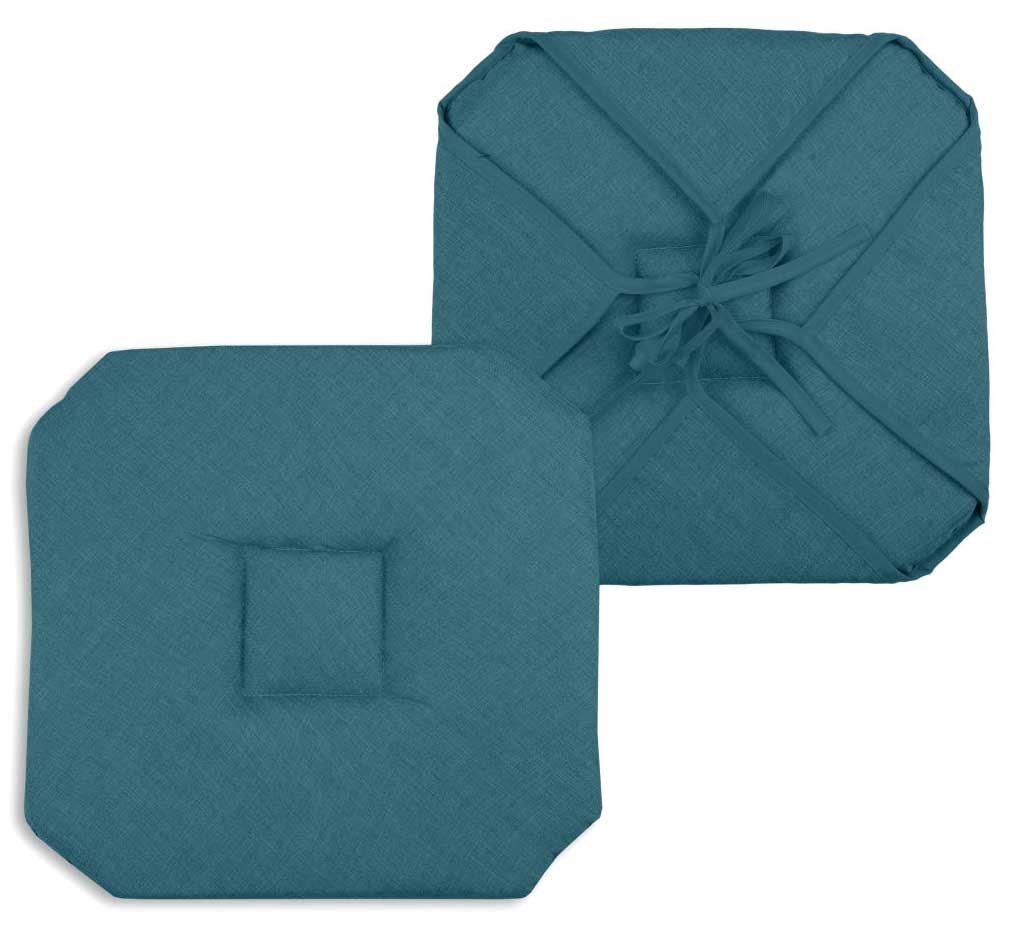 Galette de chaise unie polyester turquoise 40x40 Galette de chaise unie polyester turquoise 40x40
