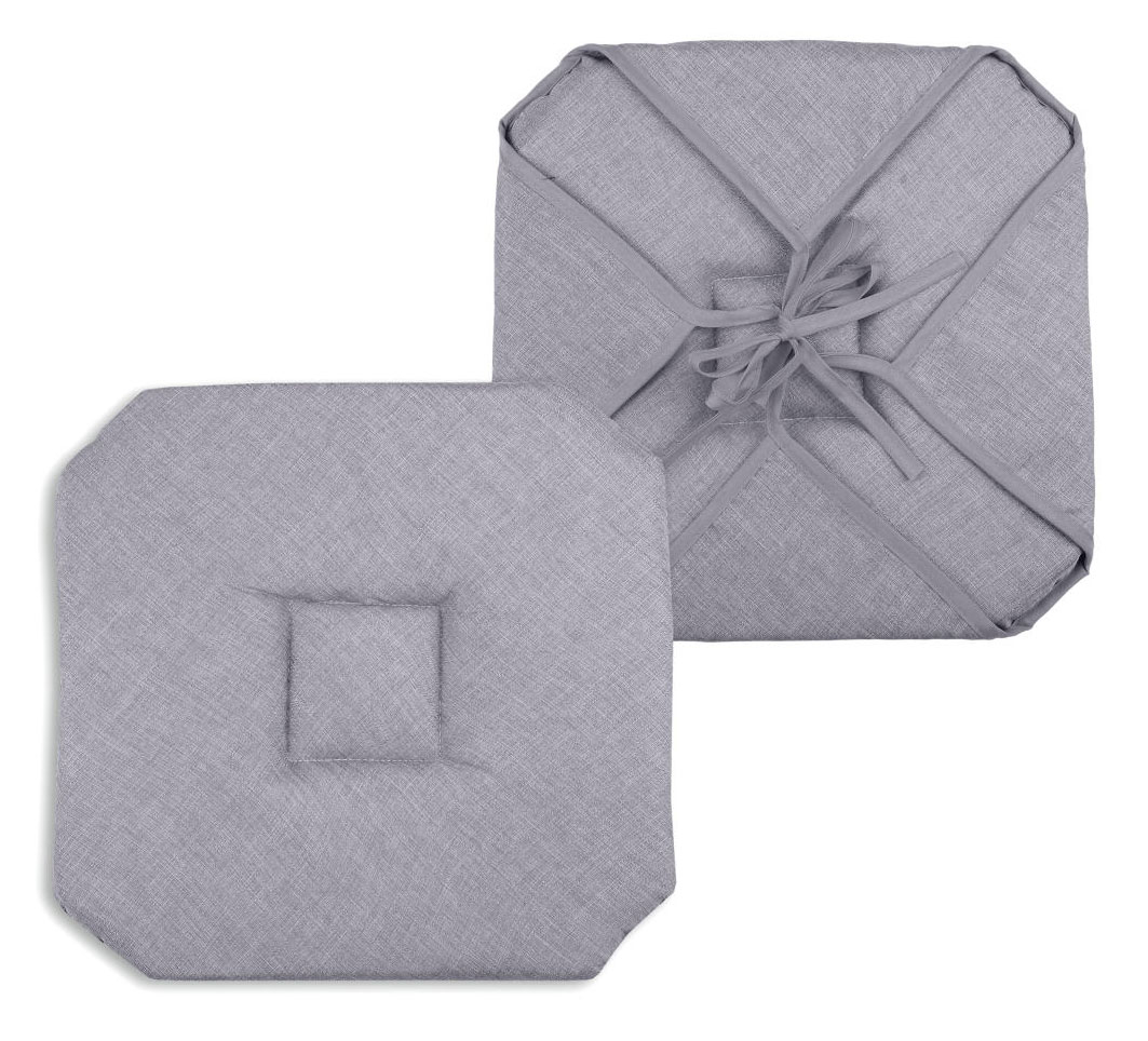 Galette de chaise unie polyester gris 40x40 Galette de chaise unie polyester gris 40x40
