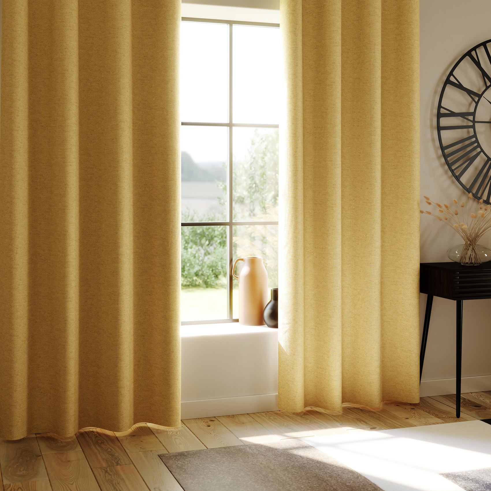 Rideau occultant total avec couche d'enduit polyester ocre 260x140 Rideau occultant total avec couche d'enduit polyester ocre 260x140