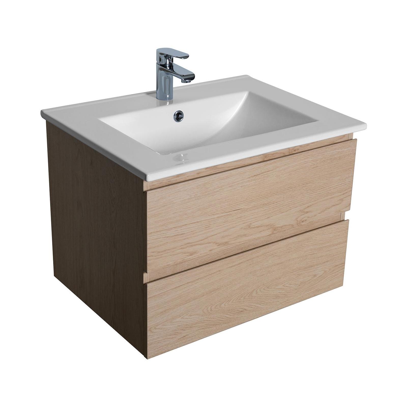 Meuble de salle de bain avec vasque effet bois clair