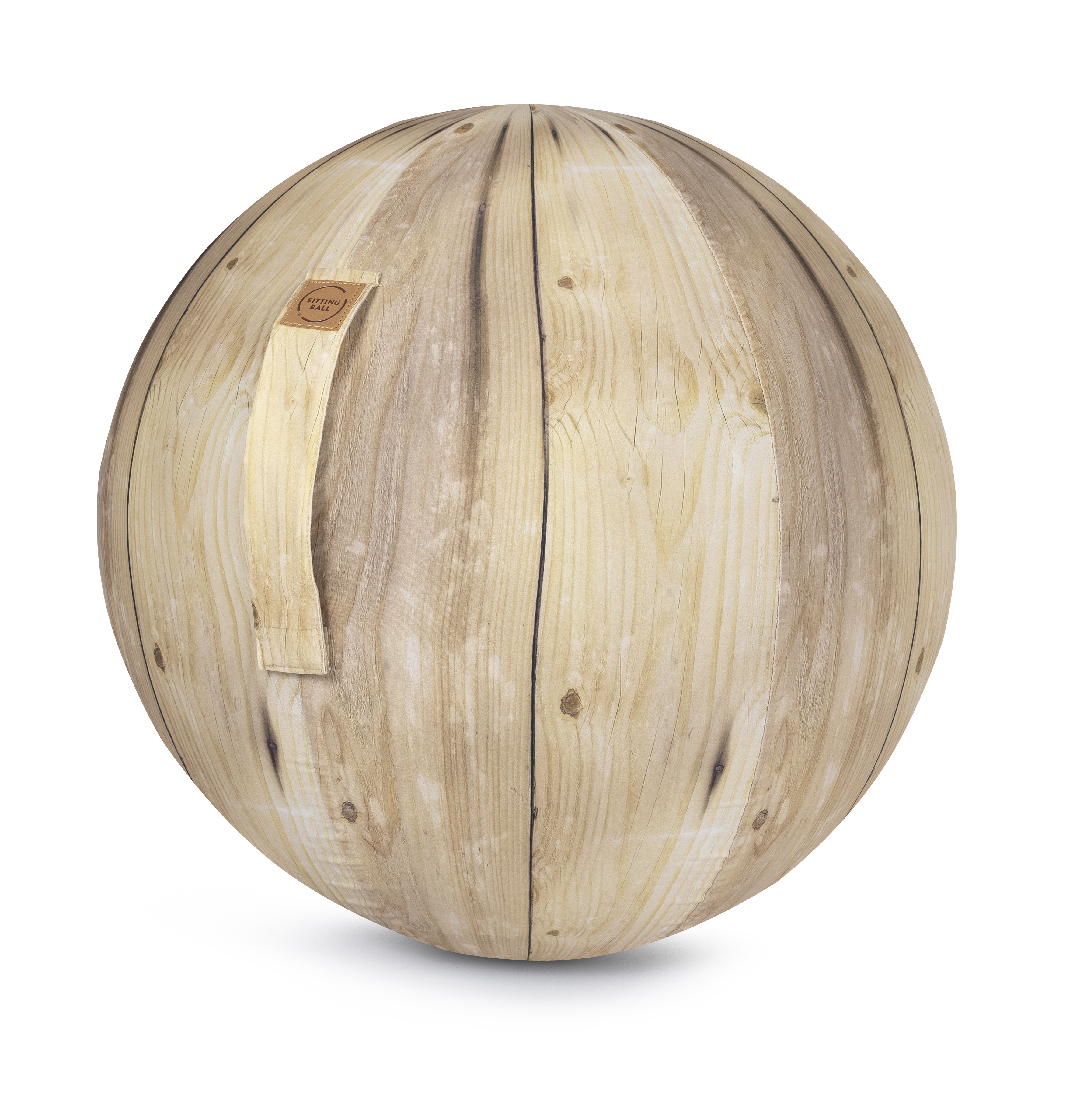 Balle d'assise motif bois avec poignée polyester D65