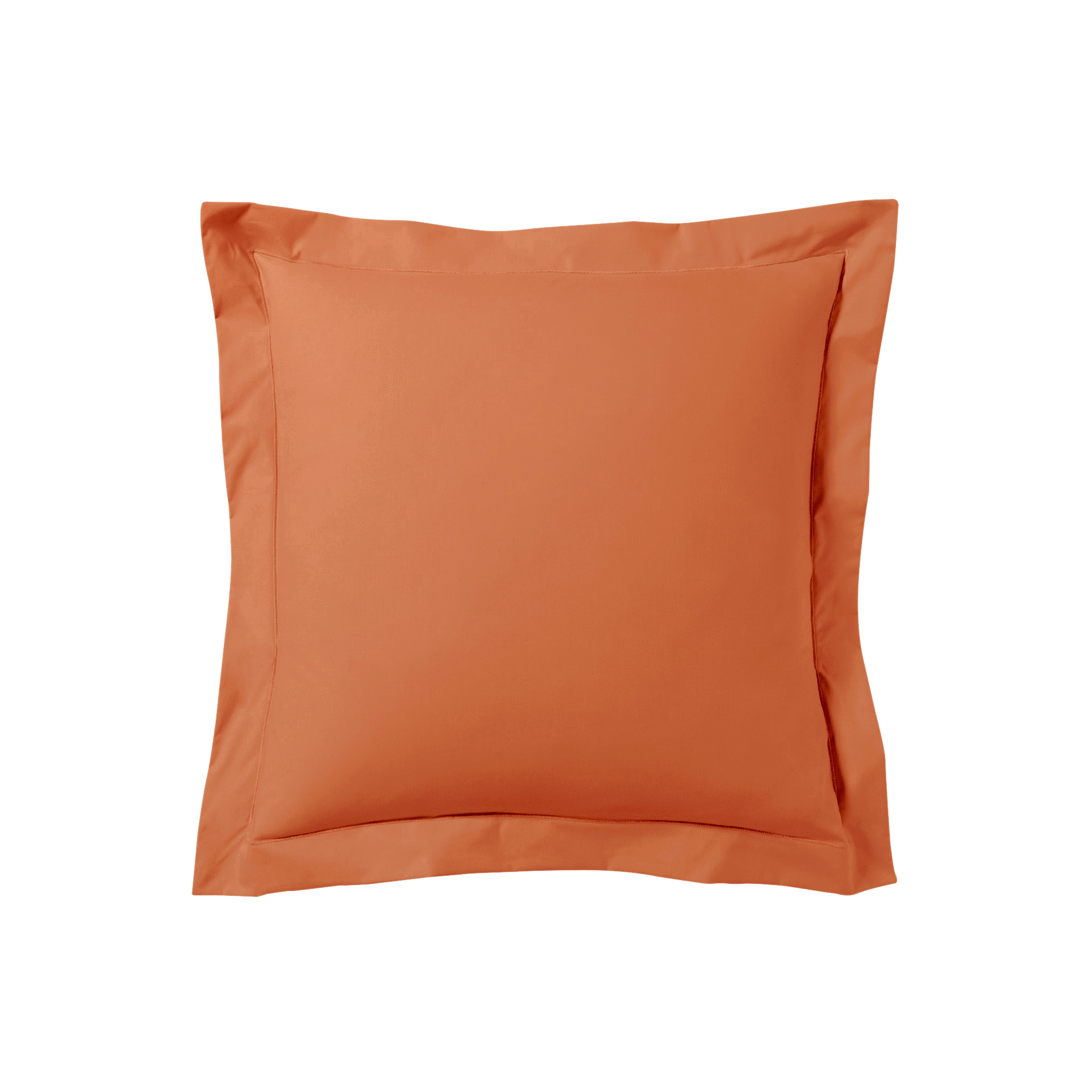 Taie d'oreiller unie en percale de coton orange 65x65 Taie d'oreiller unie en percale de coton orange 65x65