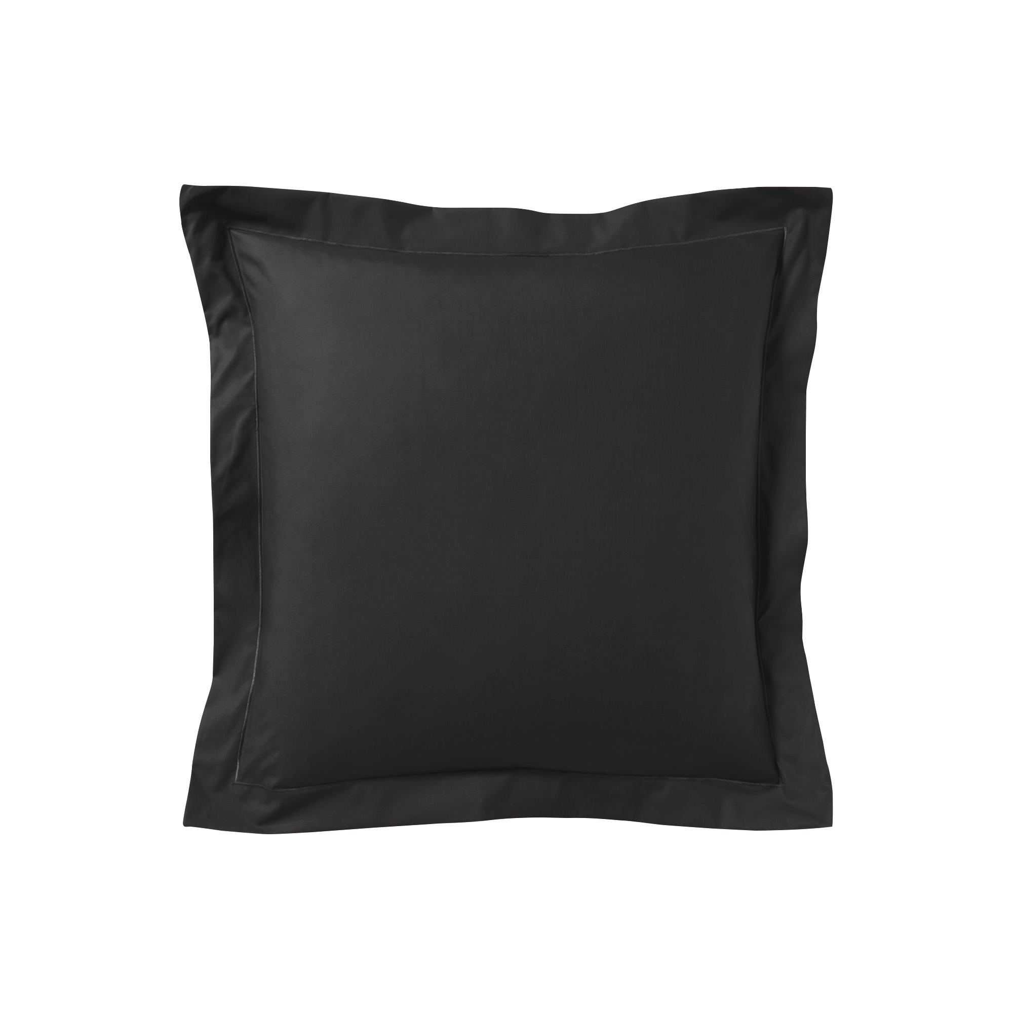 Taie d'oreiller unie en percale de coton gris 64x64 Taie d'oreiller unie en percale de coton gris 64x64