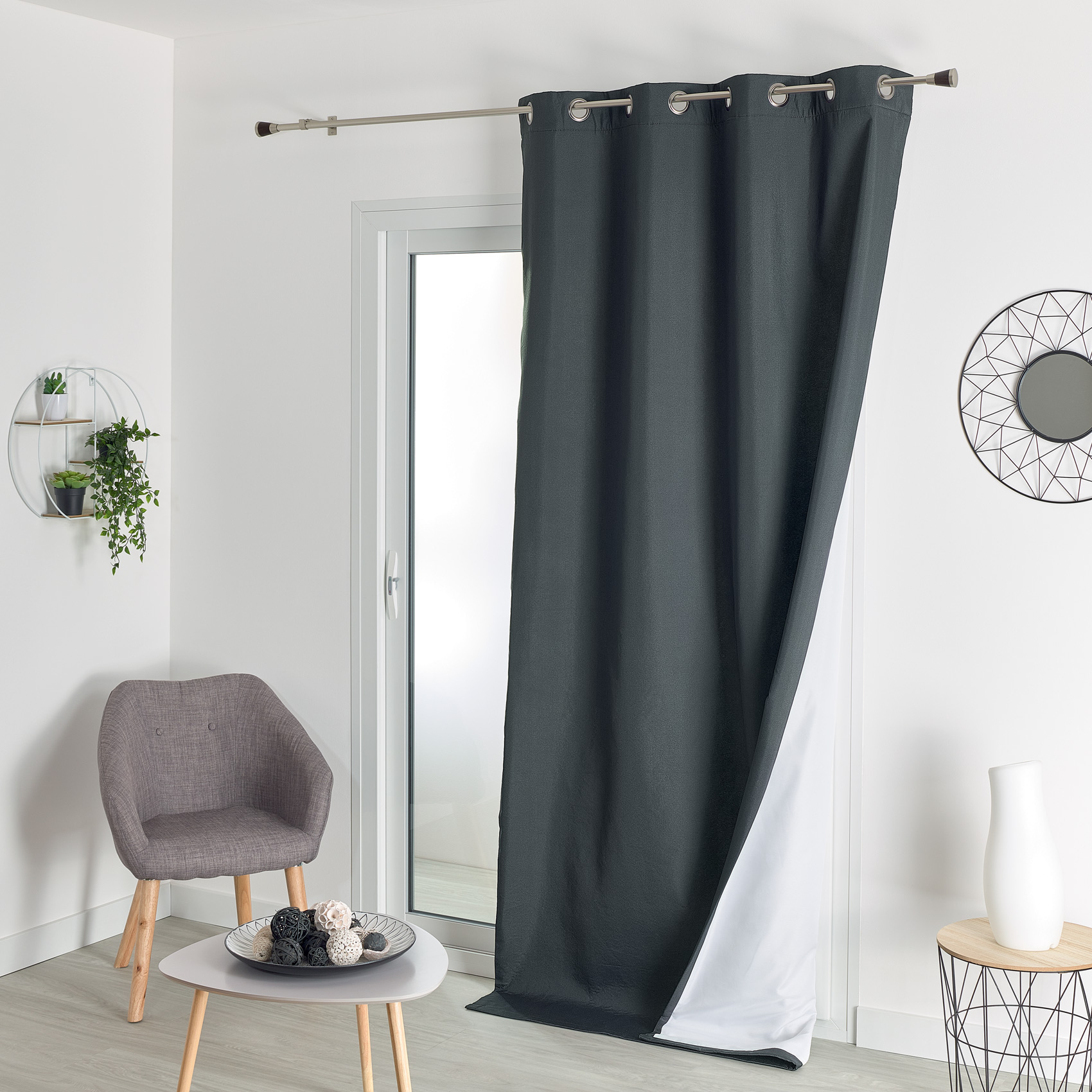 Rideau isolant thermique occultant anthracite 260x140
