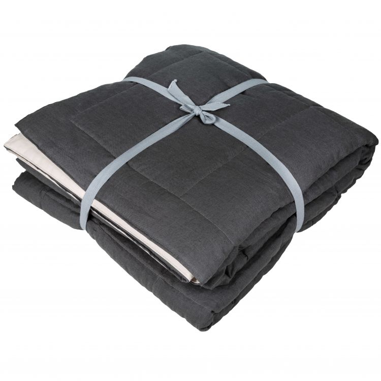 Edredon en lin coton gris 180x250 Edredon en lin coton gris 180x250