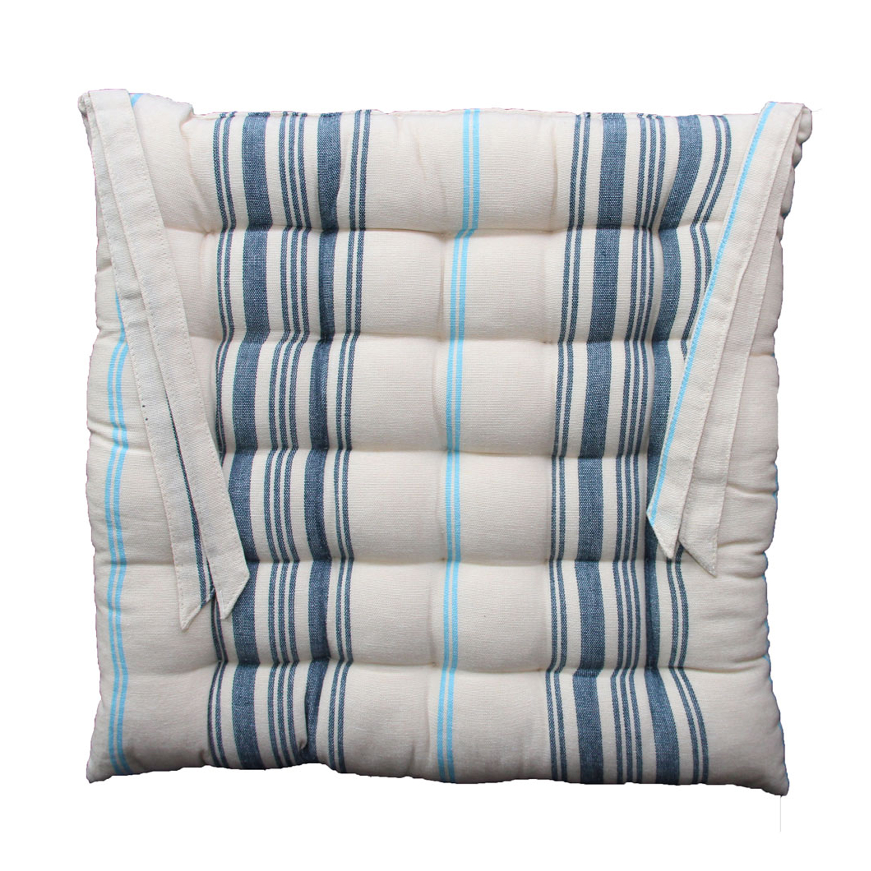 Galette de chaise en 100% coton bleu 40x40 Galette de chaise en 100% coton bleu 40x40