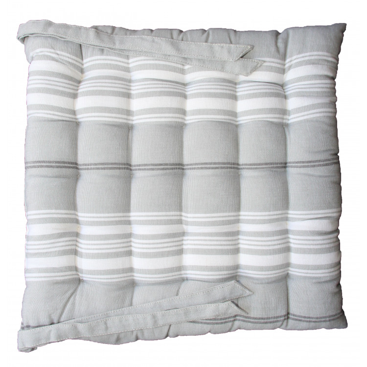 Galette de chaise en 100% coton gris 40 Galette de chaise en 100% coton gris 40