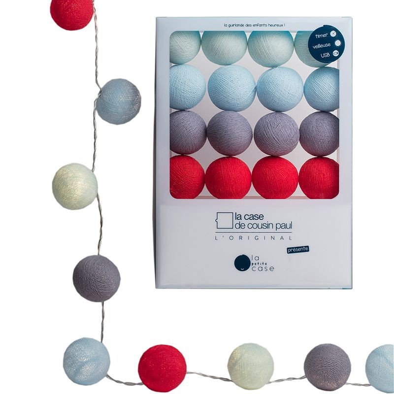 Guirlande veilleuse 16 boules LED en coffret bleu (photo) Guirlande veilleuse 16 boules LED en coffret bleu