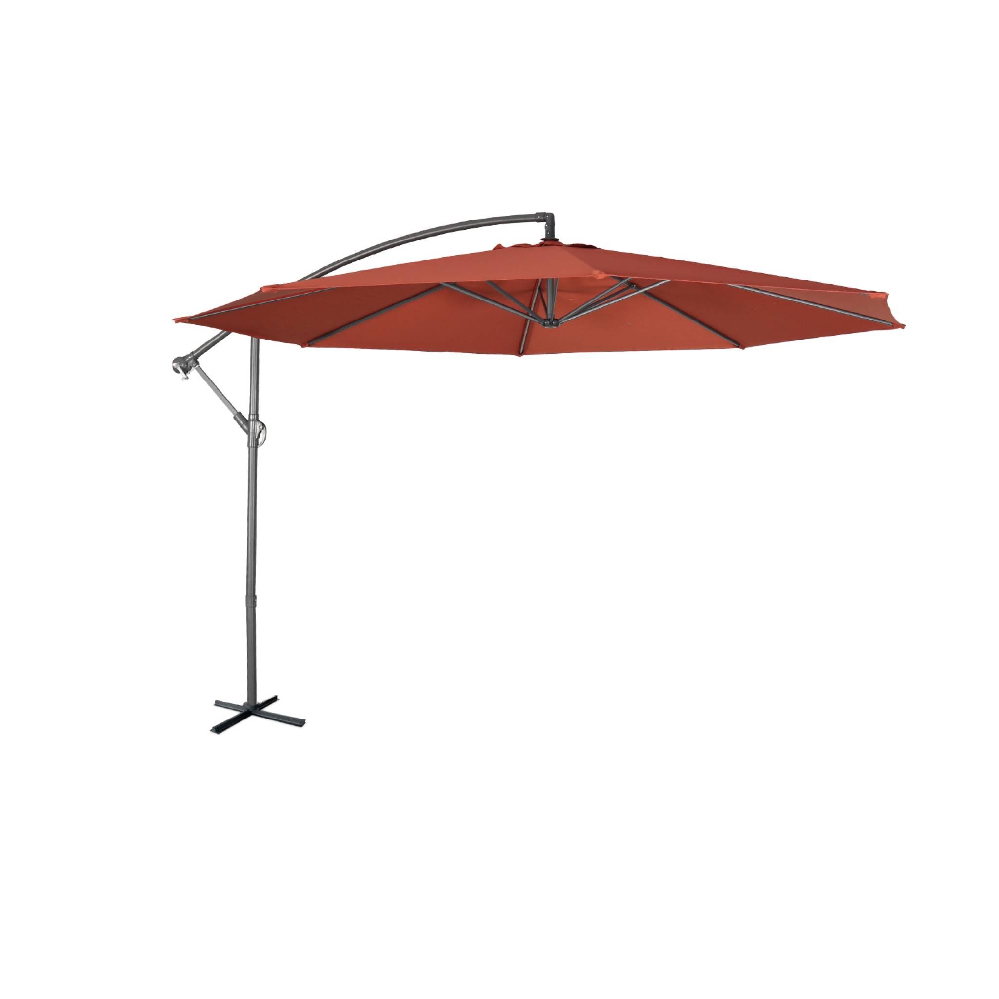 Parasol déporté rond D350cm excentré terracotta 8 baleines