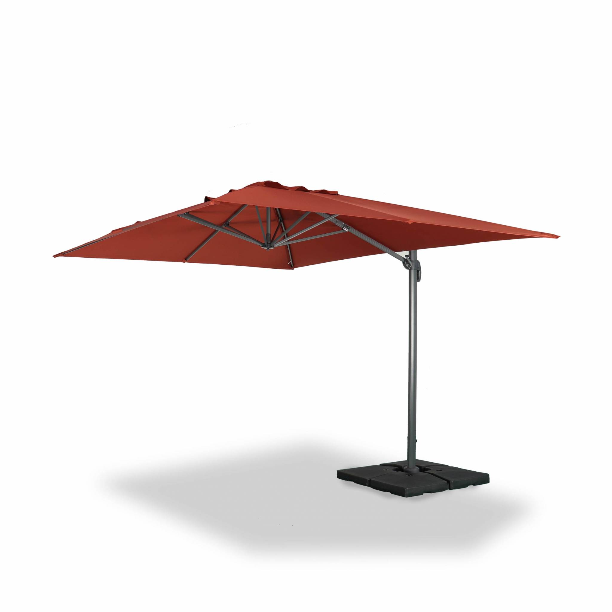 Parasol déporté rectangulaire 3x4m excentré inclinable terracotta Parasol déporté rectangulaire 3x4m excentré inclinable terracotta