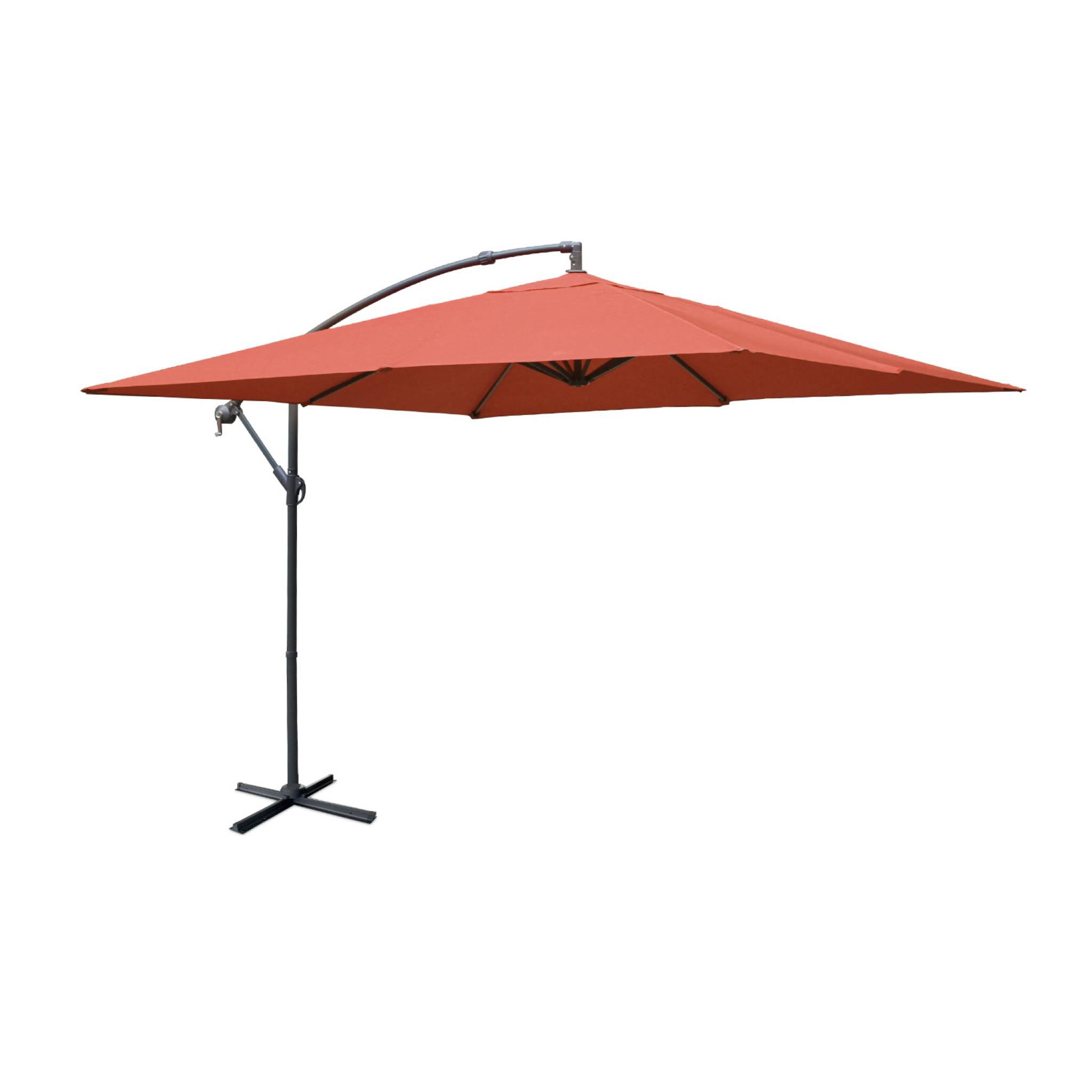 Parasol déporté carré 3x3m terracotta mat excentré