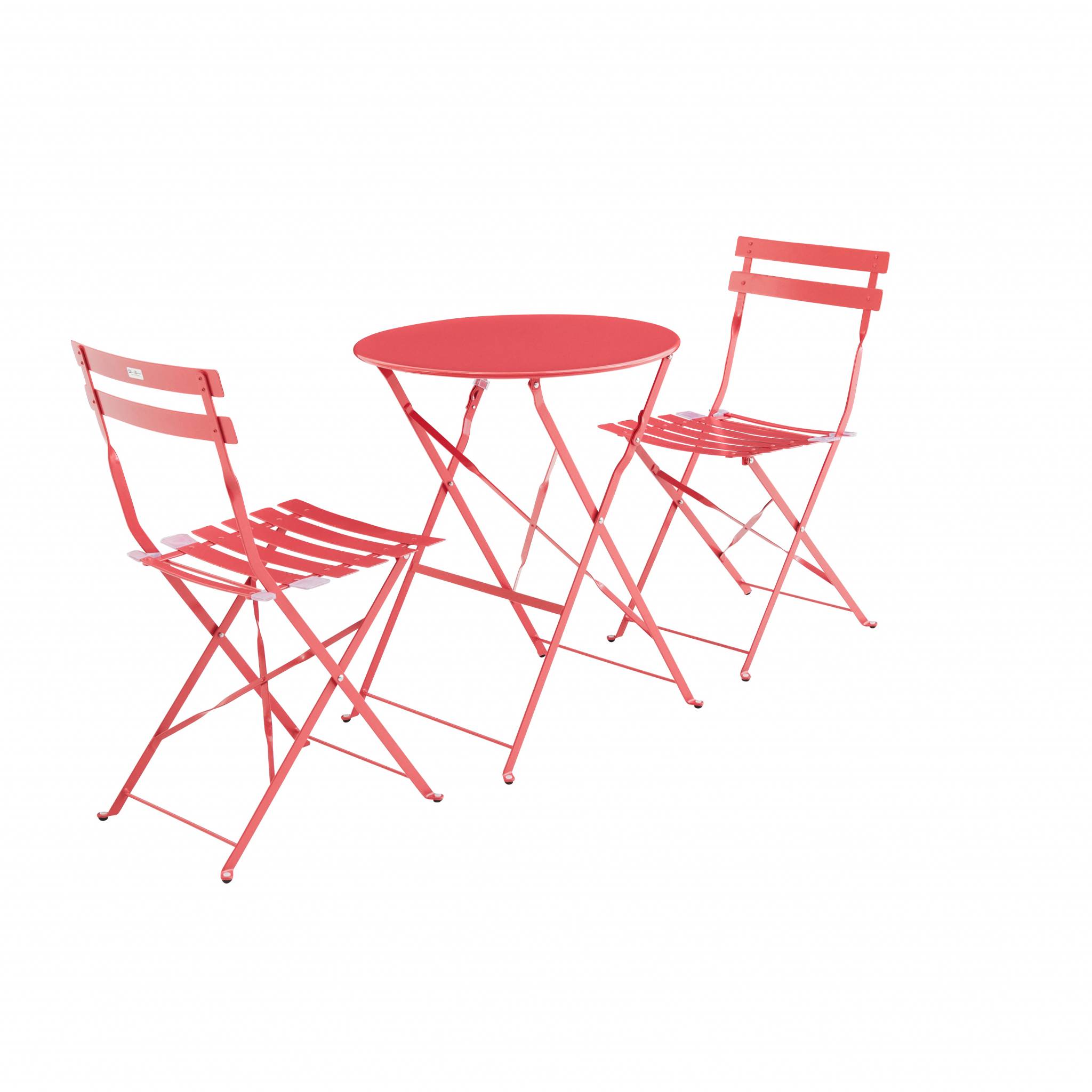Ensemble bistrot rond pliable framboise D60cm (photo) Ensemble bistrot rond pliable framboise D60cm