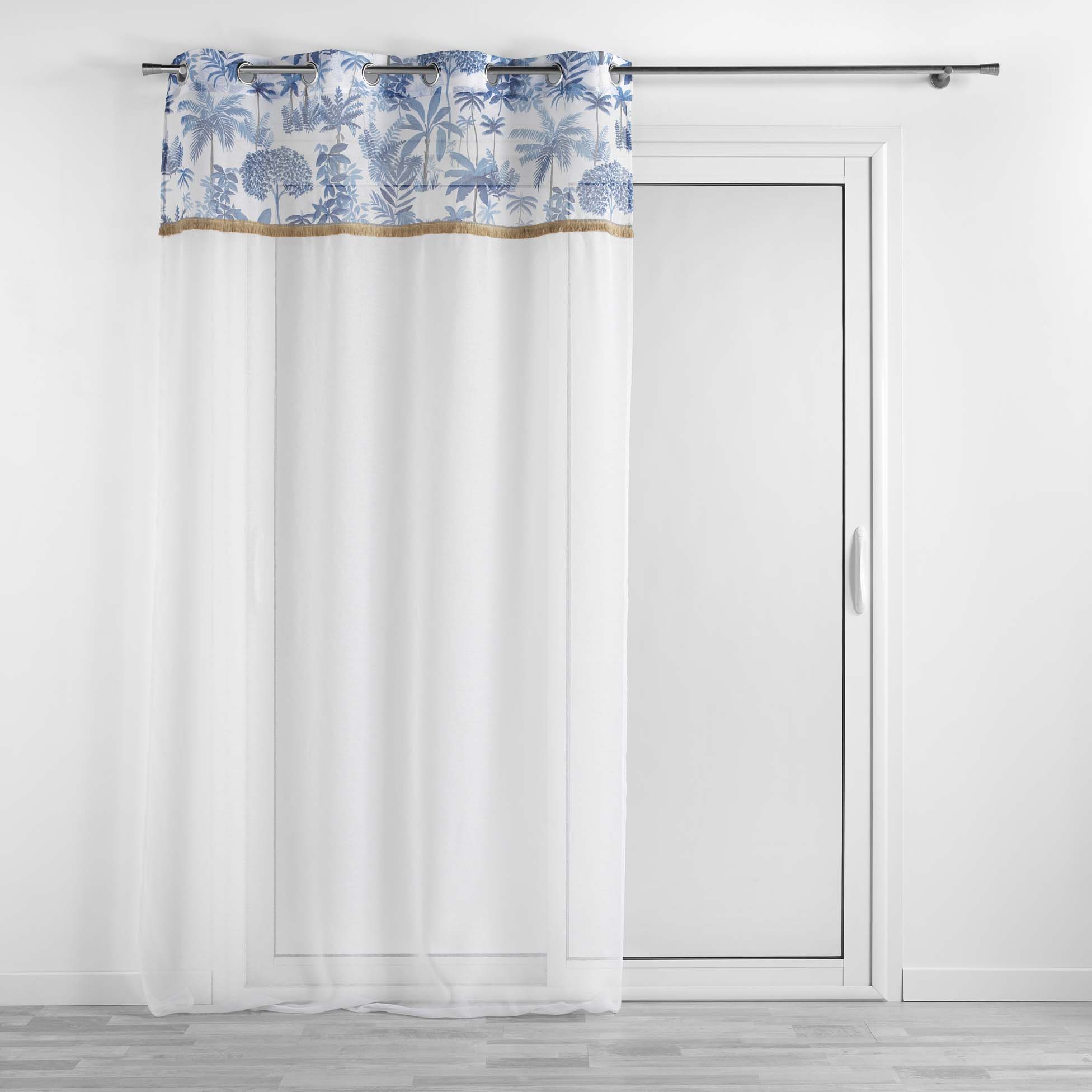 Voilage à œillets top imprimé amazonia polyester bleu 240x140 (photo) Voilage à œillets top imprimé amazonia polyester bleu 240x140