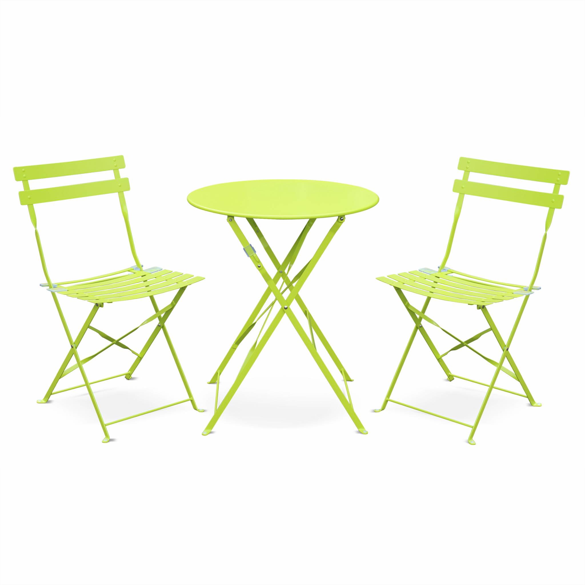 Ensemble bistrot rond pliable vert anis D60cm (photo) Ensemble bistrot rond pliable vert anis D60cm