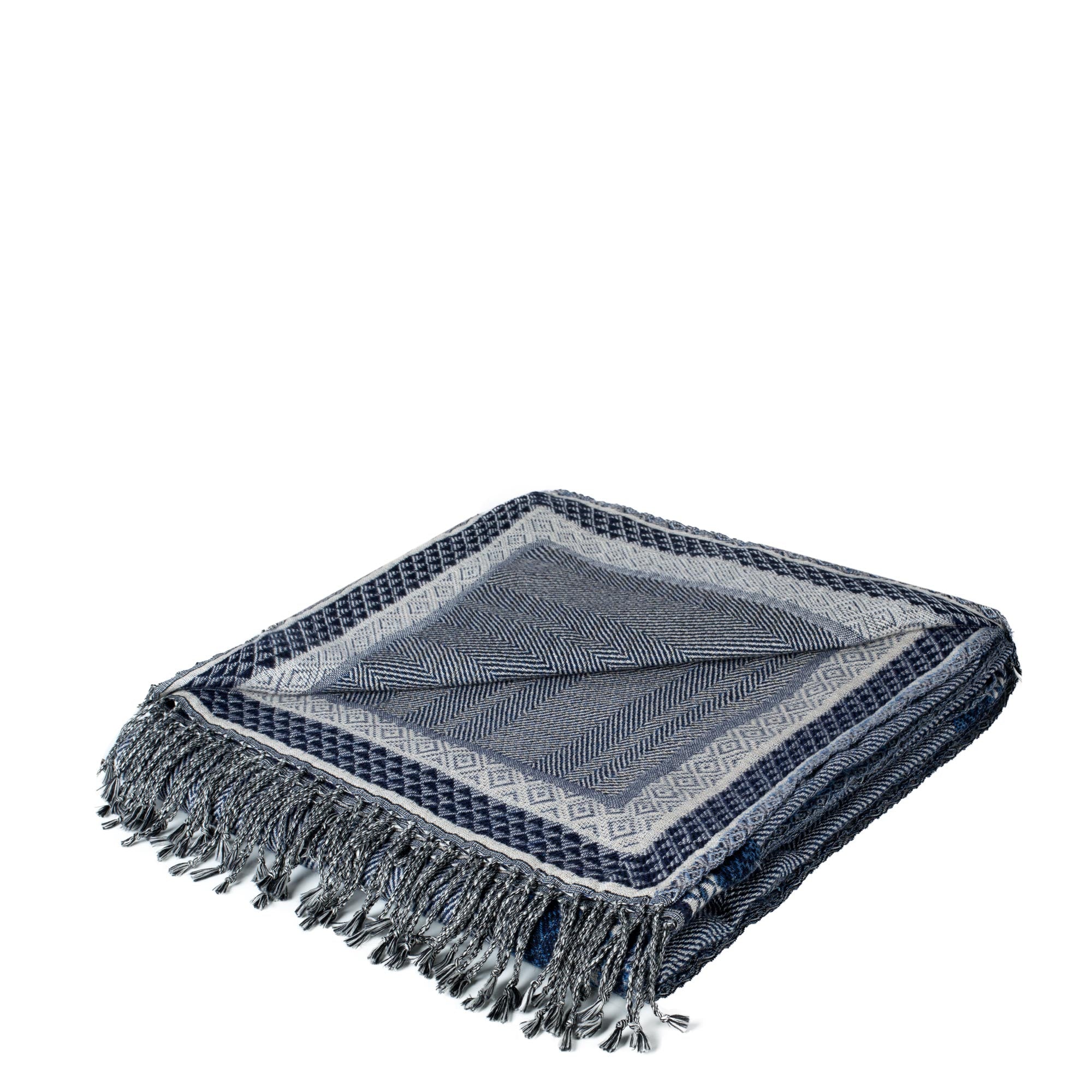 Plaid 140x200 cm Bleu en Coton Plaid 140x200 cm Bleu en Coton