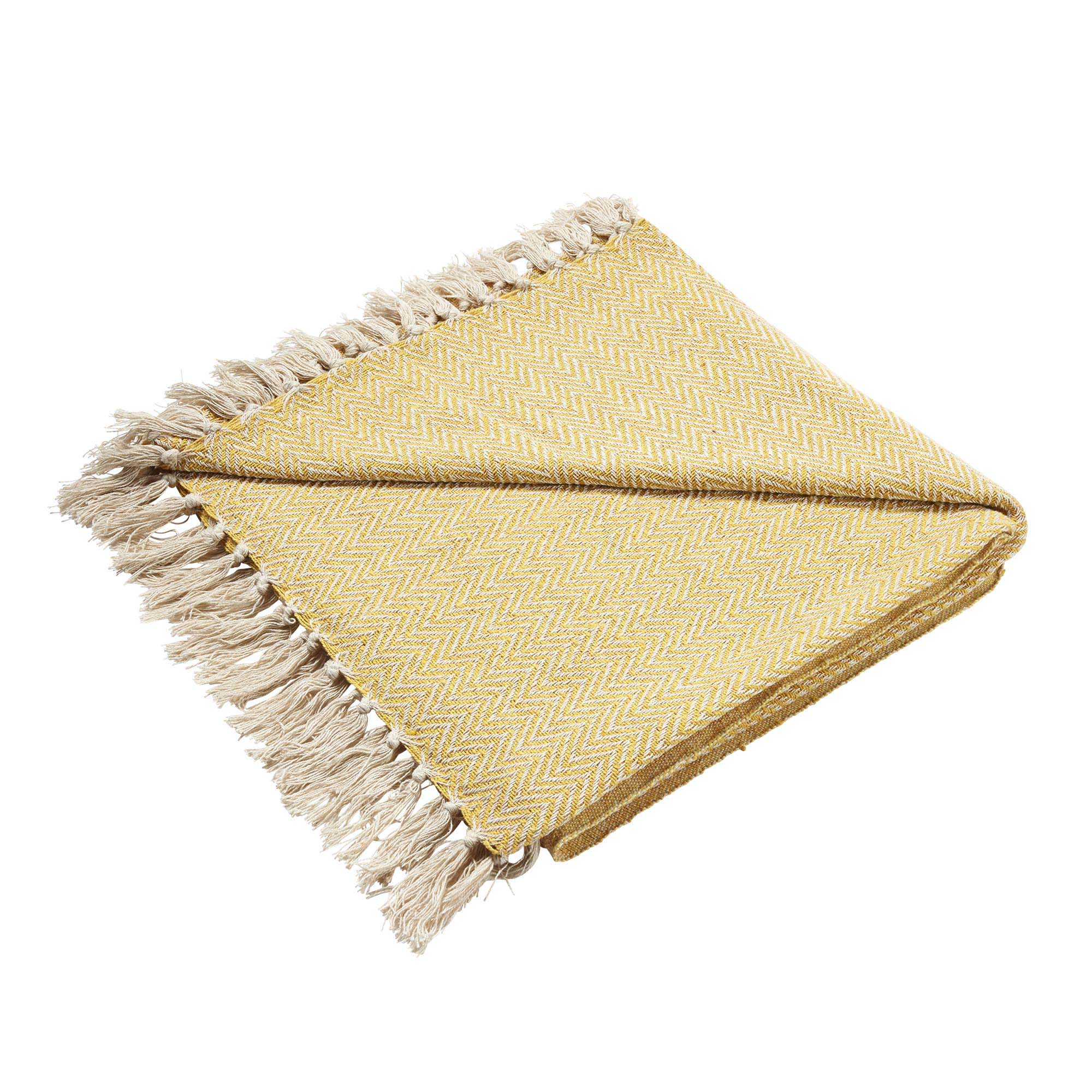 Plaid 125x150 cm Jaune en Coton Plaid 125x150 cm Jaune en Coton