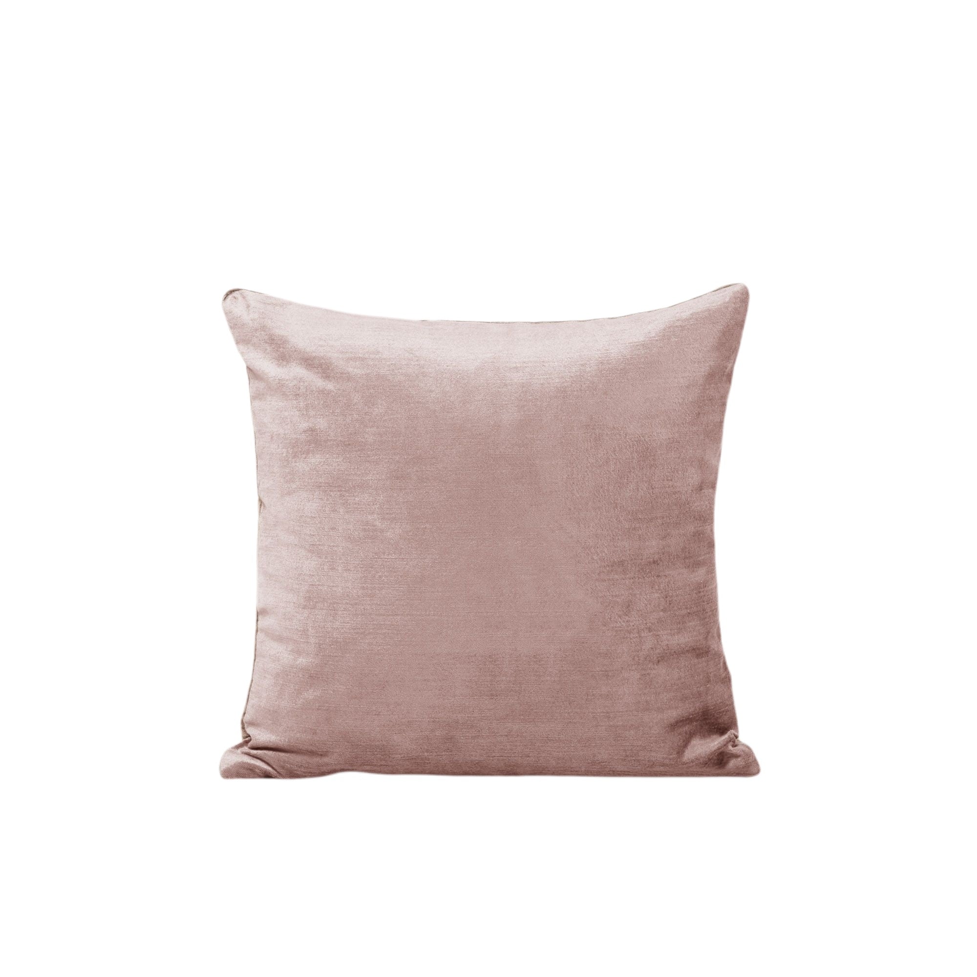 Housse de coussin en velours Rose poudré et taupe 40x40 cm