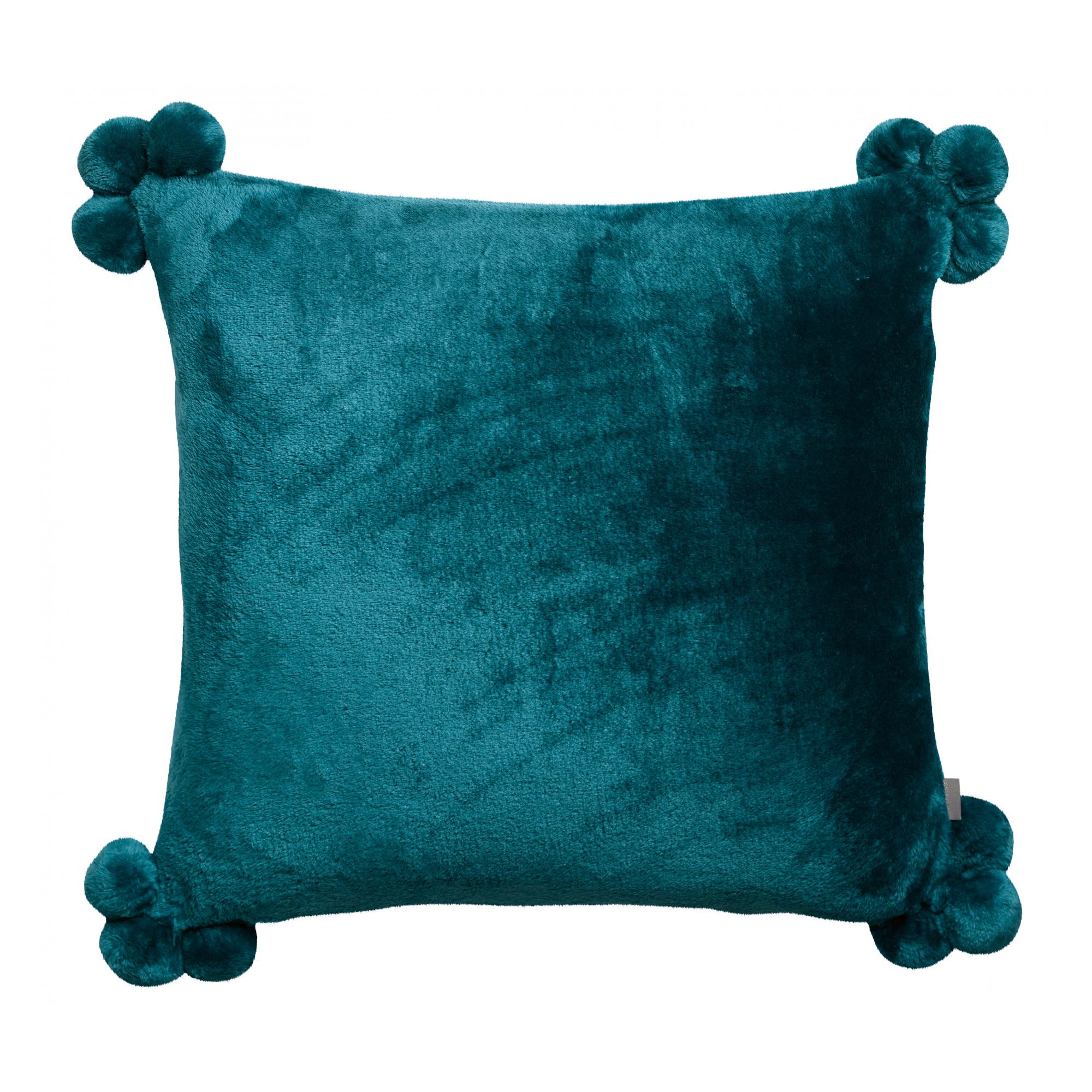 Coussin pompons en polyester paon 45 x 45 Coussin pompons en polyester paon 45 x 45