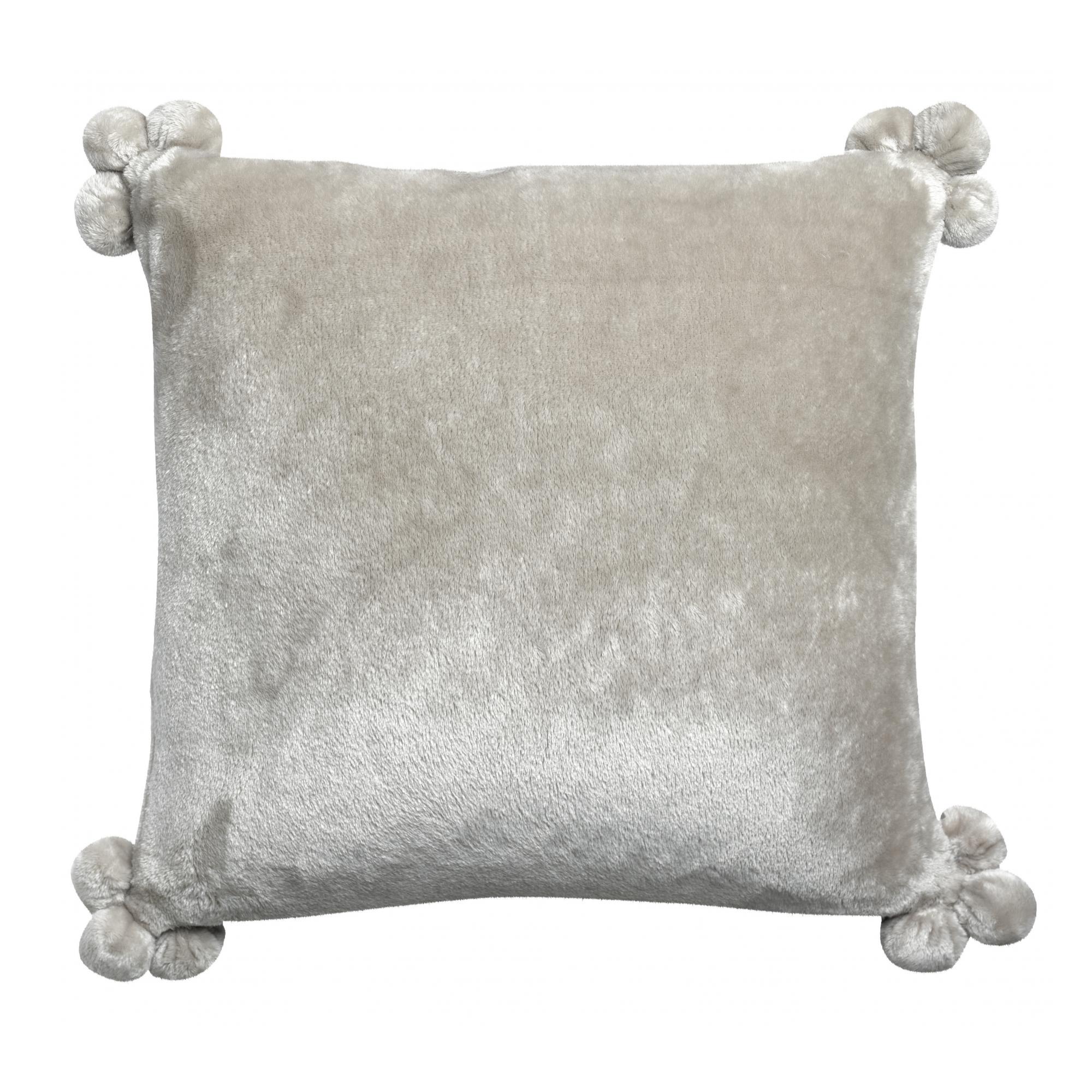 Coussin pompons en polyester perle 45 x 45 Coussin pompons en polyester perle 45 x 45