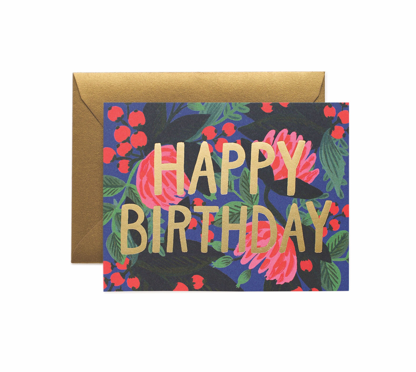 Carte double floral foil birthday Carte double floral foil birthday