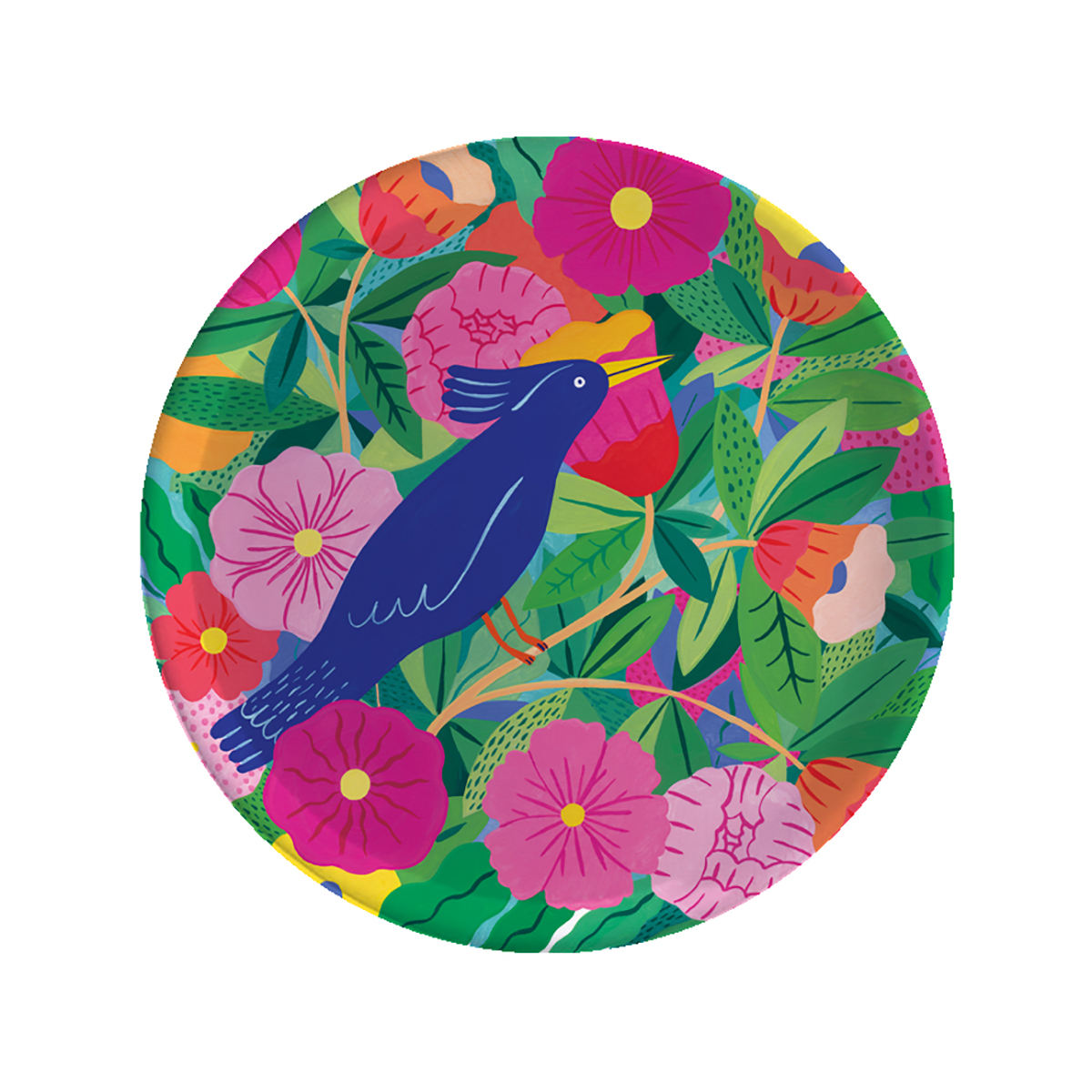 Plateau rond en bois oiseau-jungle 35 cm