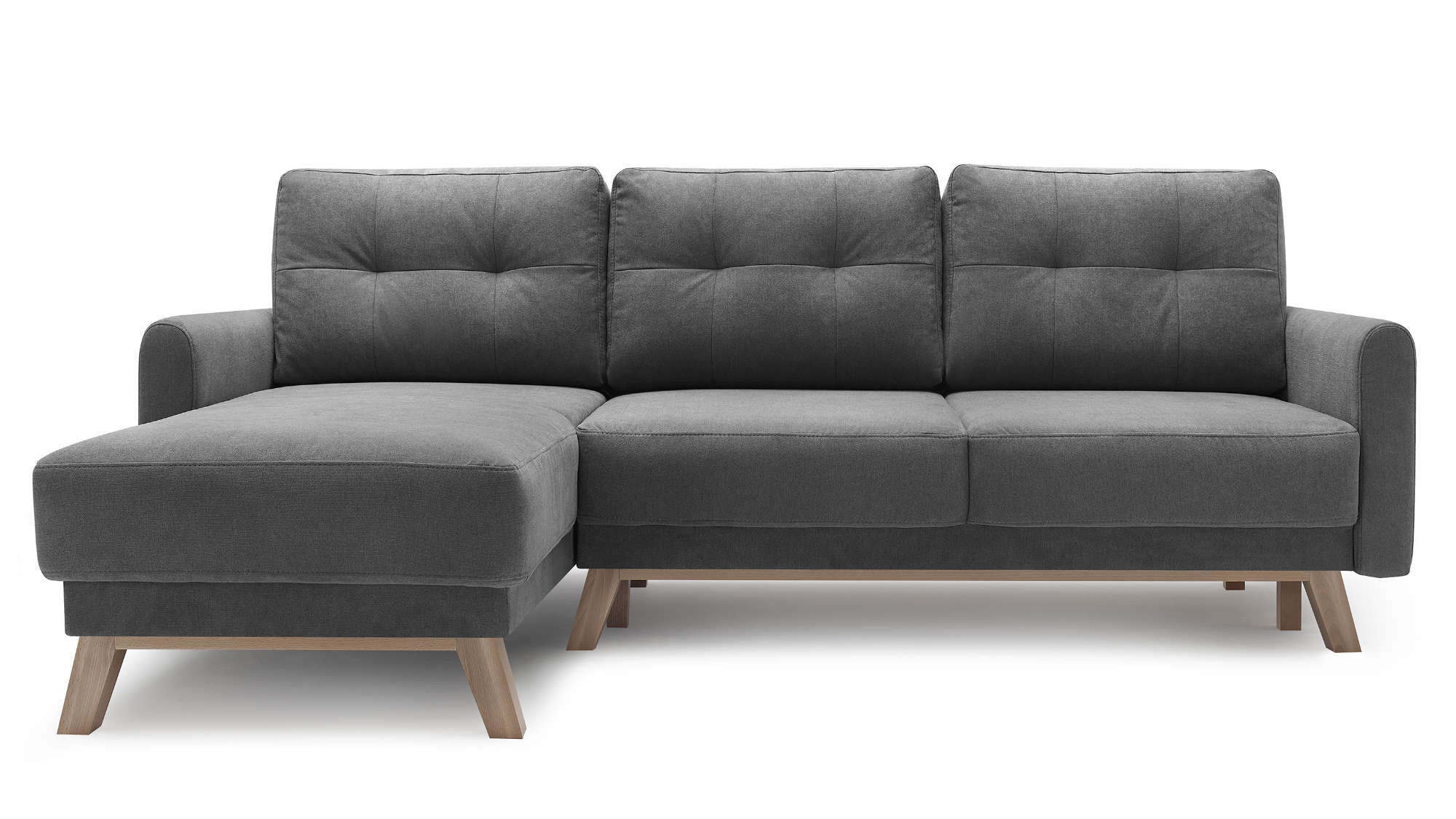 Canapé d'angle gauche convertible 4 places Tissu Gris foncé