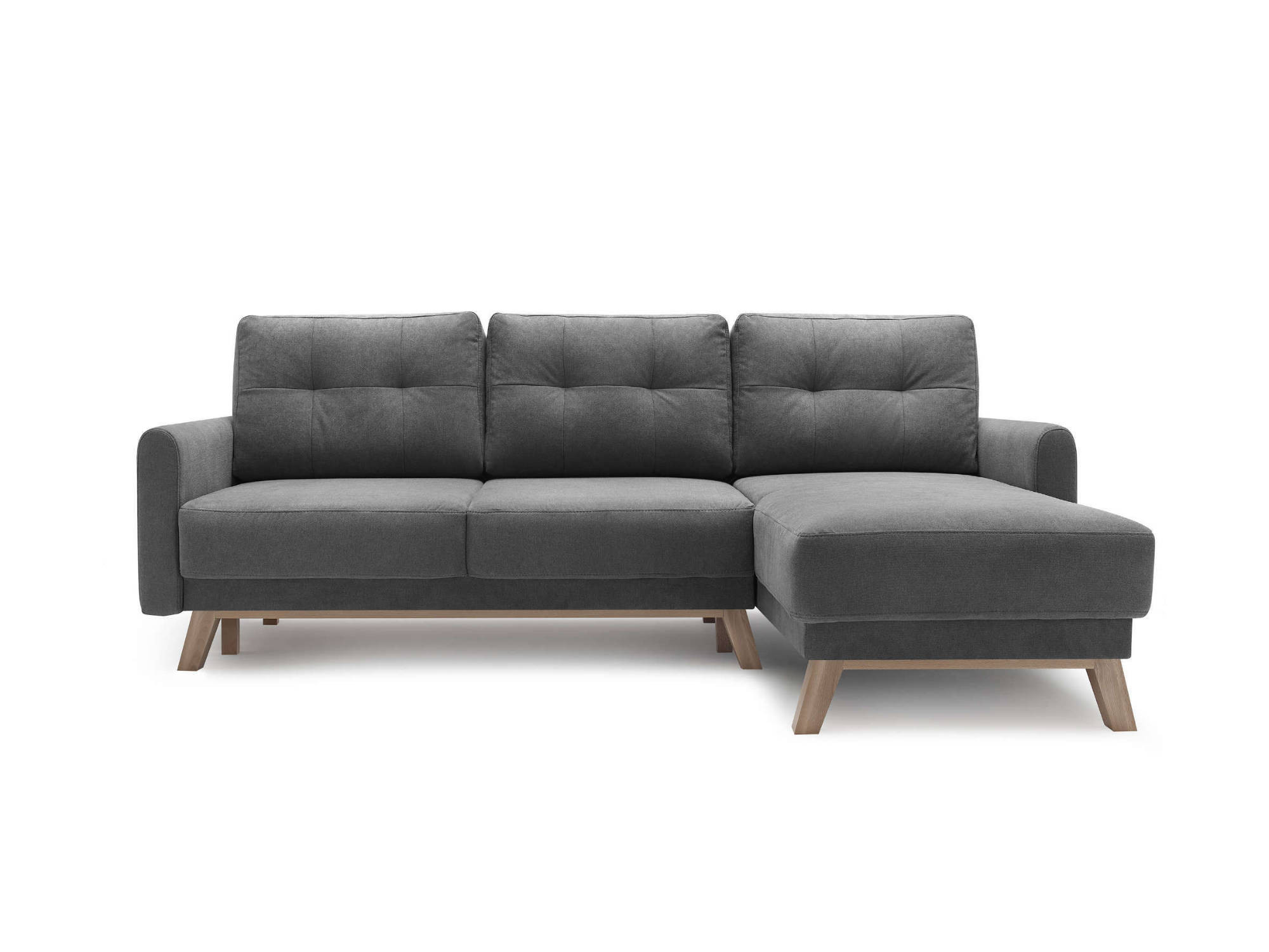 Canapé d'angle droit convertible 4 places Tissu Gris foncé