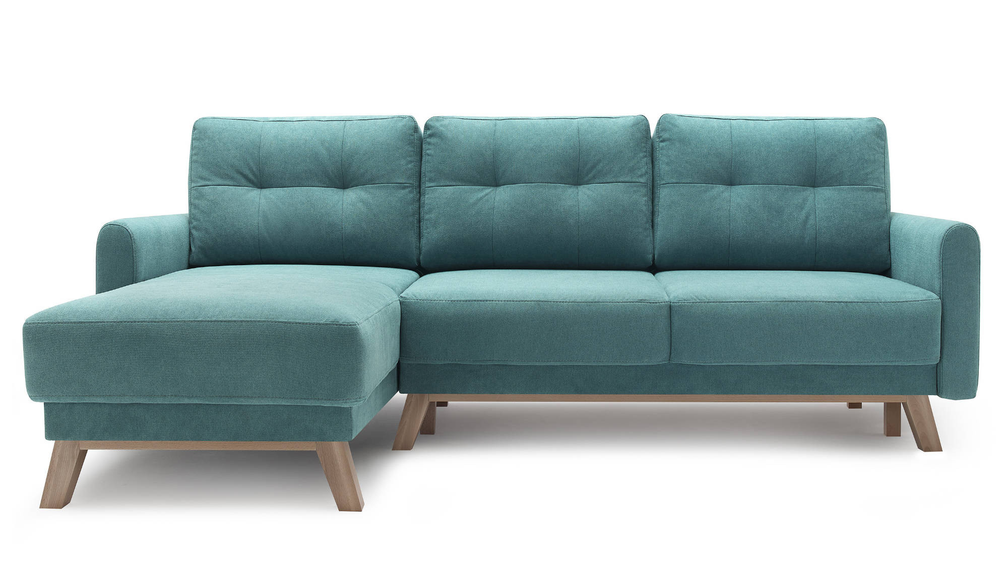 Canapé d'angle gauche convertible 4 places Tissu Bleu turquoise