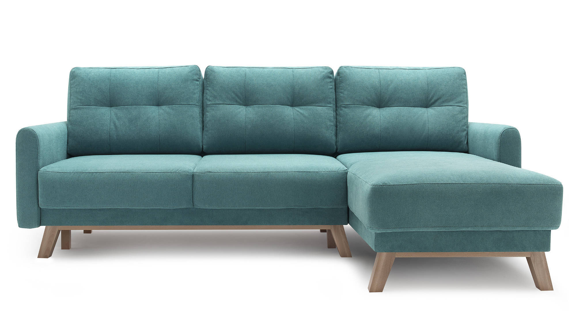 Canapé d'angle droit convertible 4 places Tissu Bleu turquoise