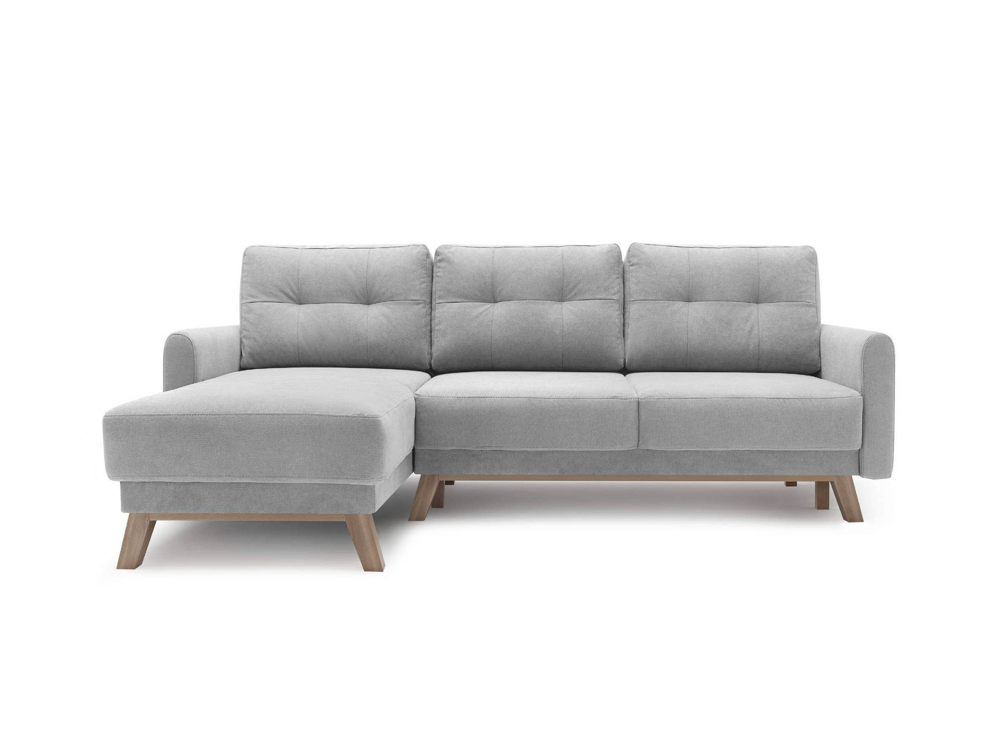 Canapé d'angle gauche convertible 4 places Tissu Gris clair