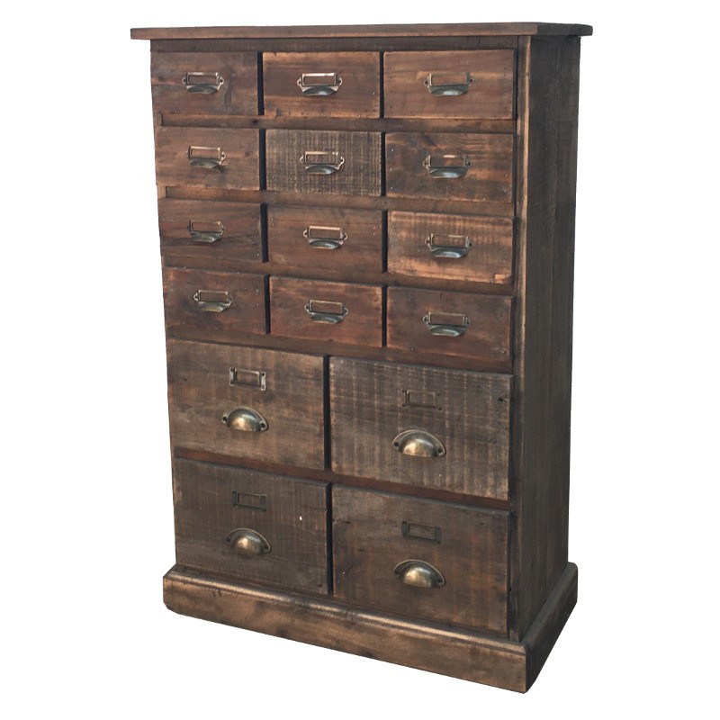 Chiffonnier grainetier en vieux bois recyclé à tiroir (photo) Chiffonnier grainetier en vieux bois recyclé à tiroir