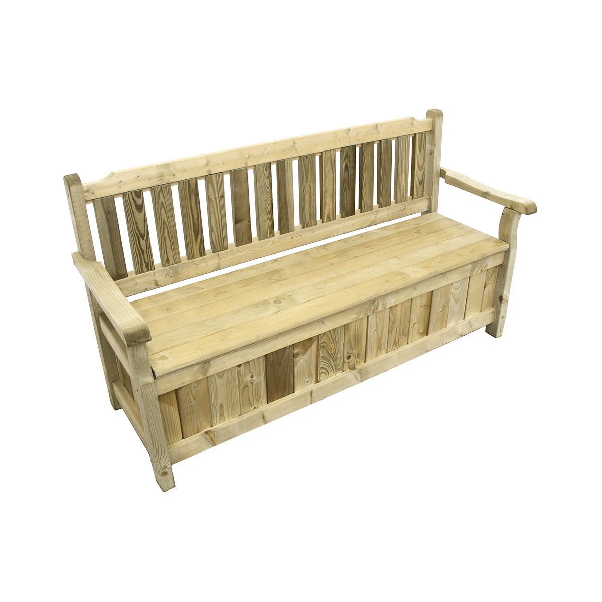 Banc coffre de jardin 3 places en pin traité (photo) Banc coffre de jardin 3 places en pin traité