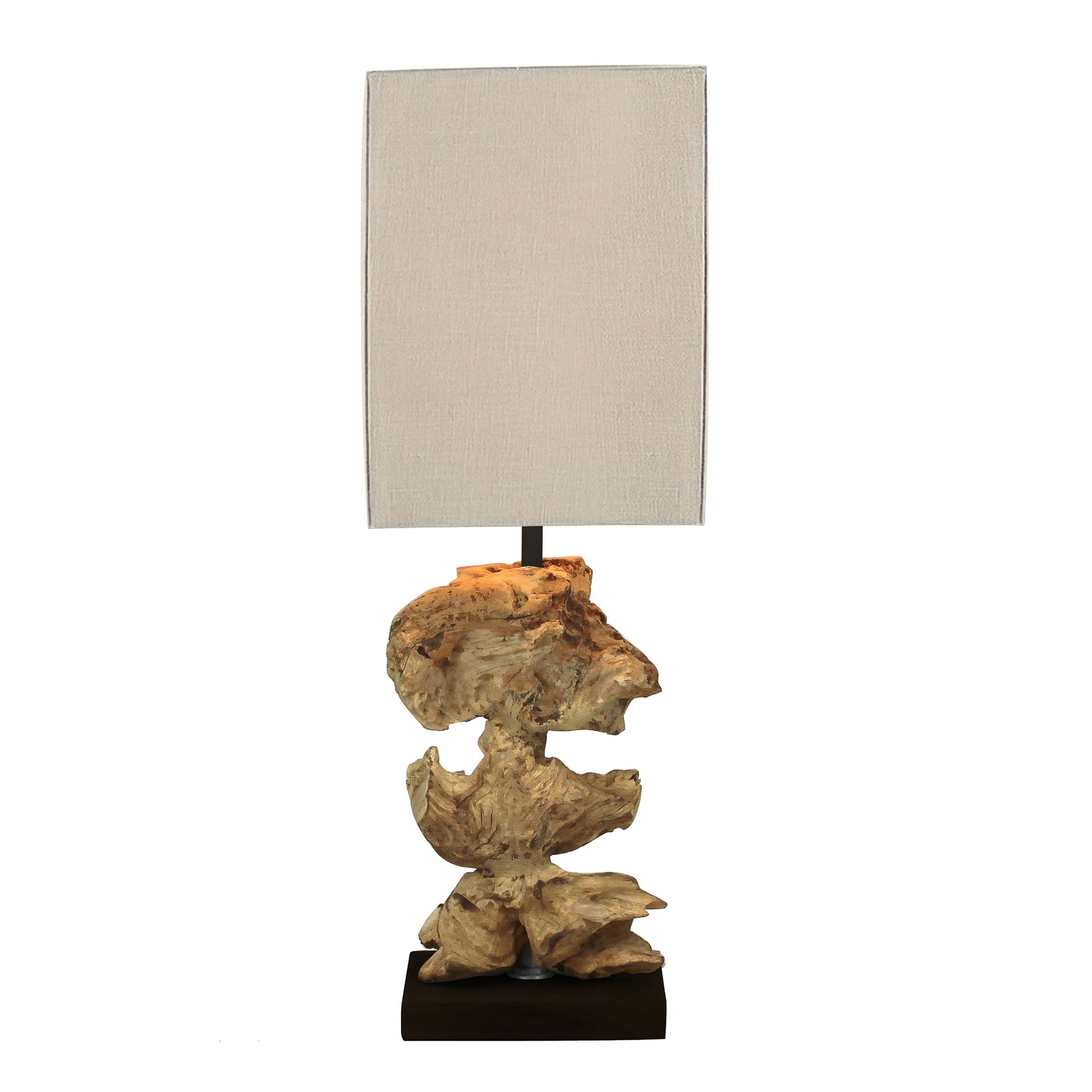 Lampe à poser en bois blanchi 15x15x45cm Lampe à poser en bois blanchi 15x15x45cm