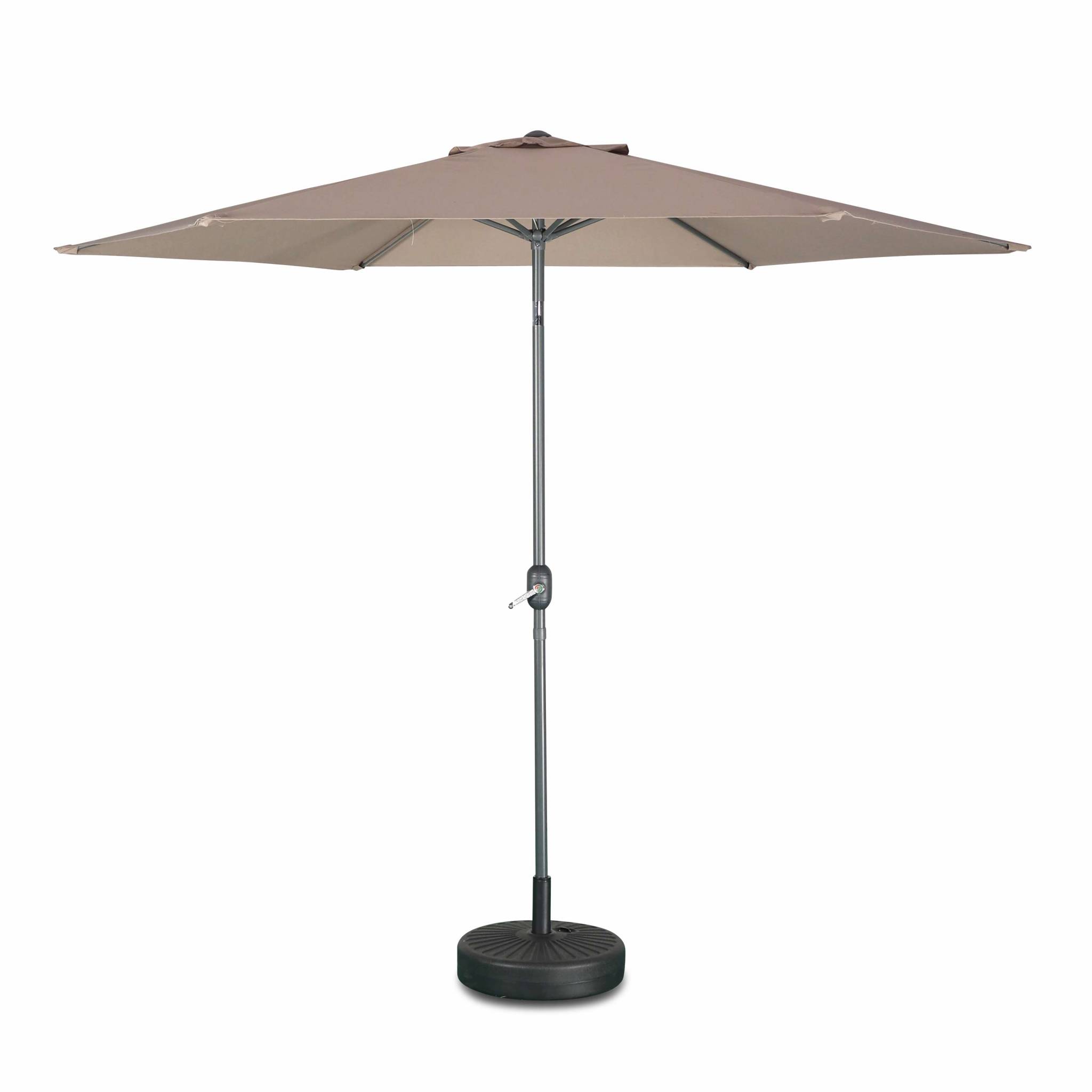 Parasol droit touquet rond ⌀300cm taupe mât central aluminium Parasol droit touquet rond ⌀300cm taupe mât central aluminium