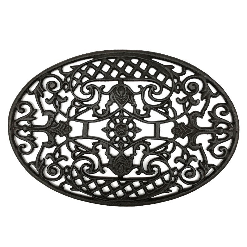 Gratte pied d'entrée paillasson tapis en fonte ovale marron 70x48 (photo) Gratte pied d'entrée paillasson tapis en fonte ovale marron 70x48