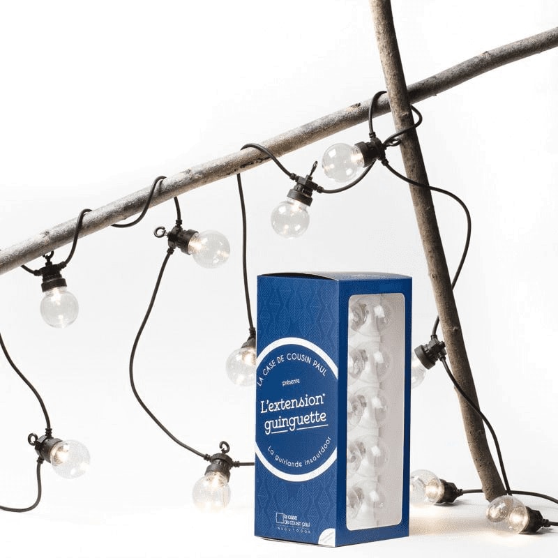 Kit extension pour guirlande guinguette câble noir 10 ampoules