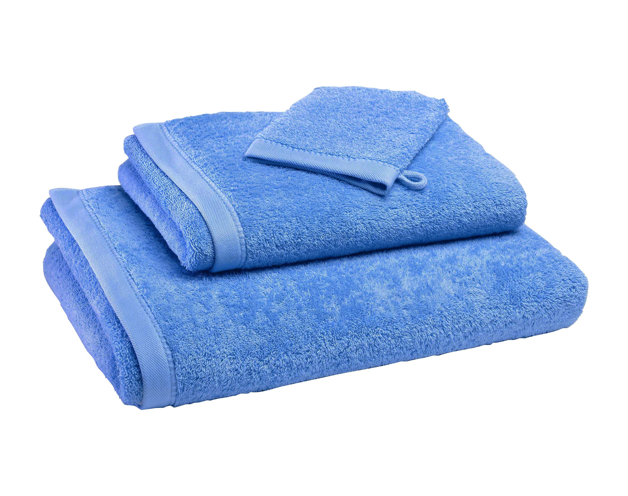 Drap de bain bleu 70x140 en coton bio (photo) Drap de bain bleu 70x140 en coton bio