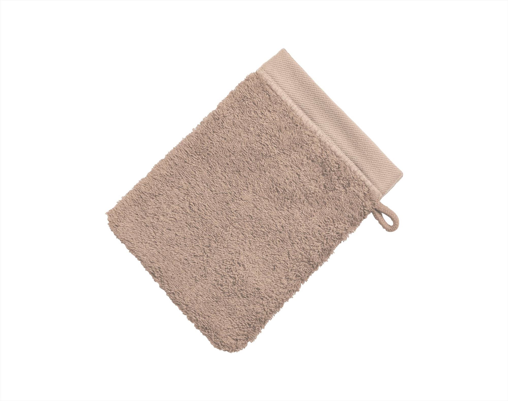 Gants de toilette marron taupe 15x21 en coton bio Gants de toilette marron taupe 15x21 en coton bio