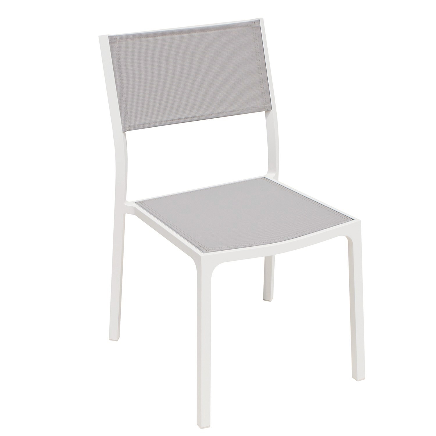 Chaise en alu blanc textilène gris clair