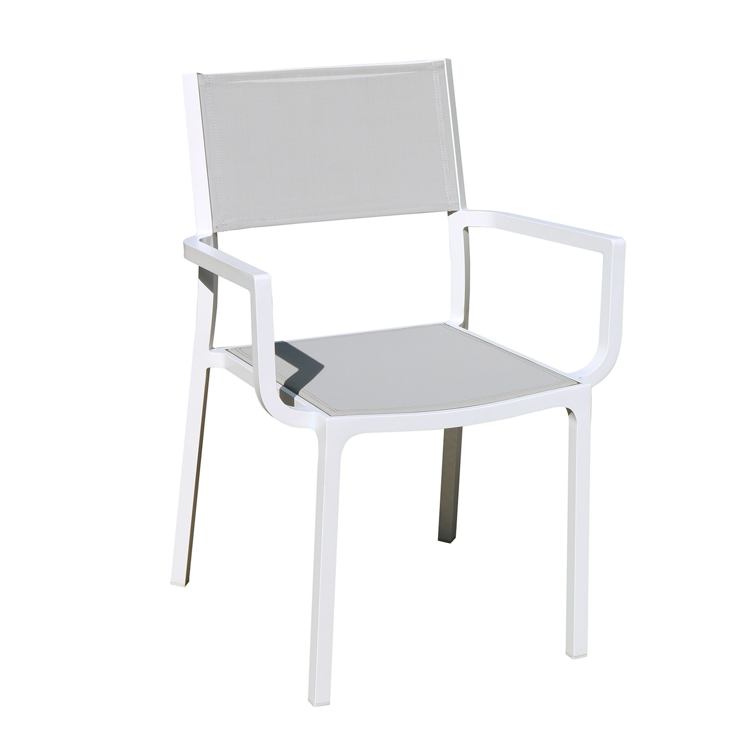 Fauteuil en alu blanc textilène gris clair
