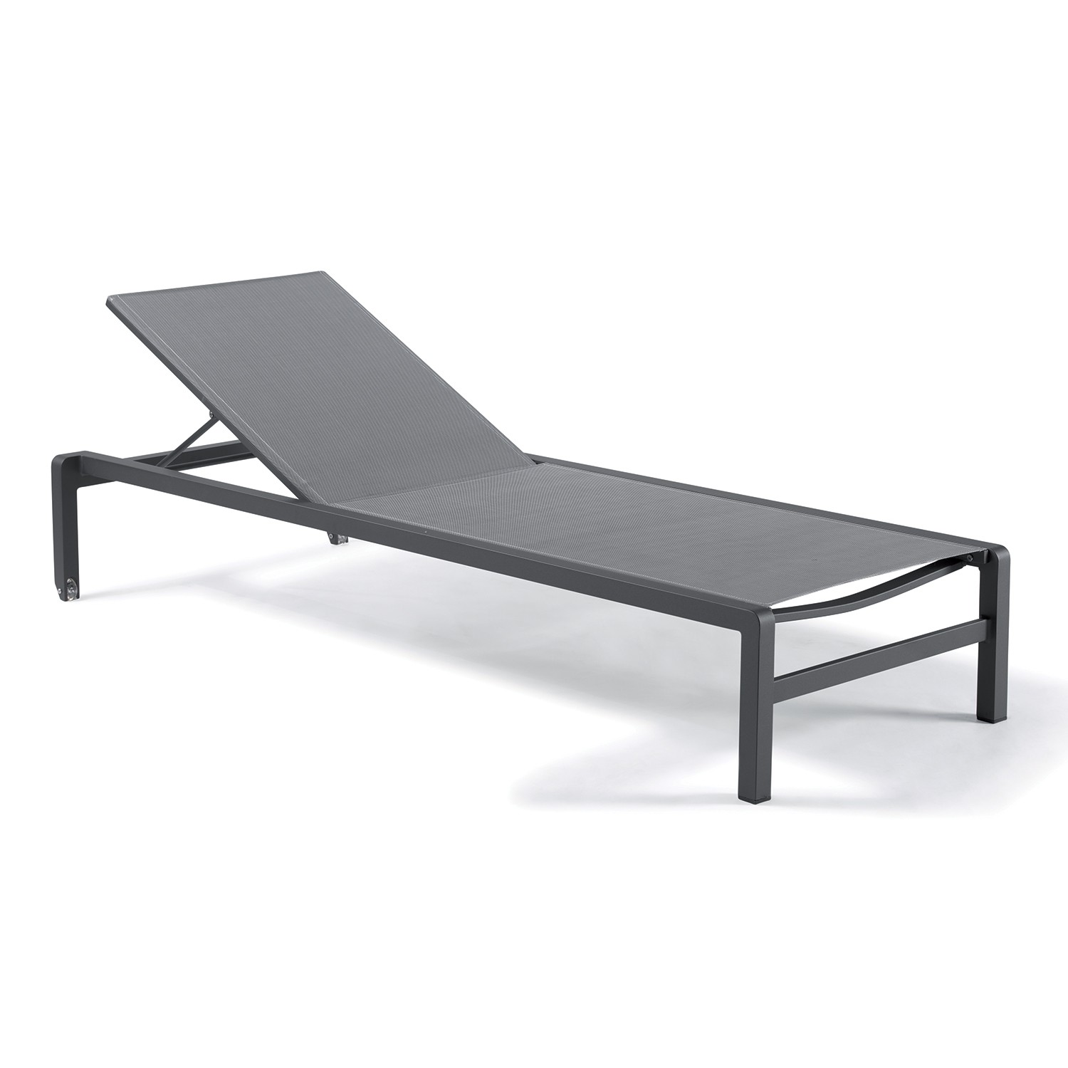 Bain de soleil en alu anthracite textilène gris (photo) Bain de soleil en alu anthracite textilène gris
