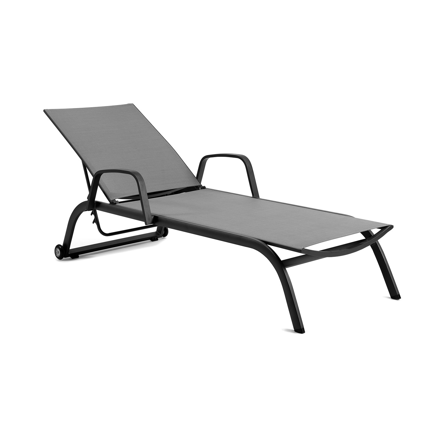 Bain de soleil alu anthracite textilène gris (photo) Bain de soleil alu anthracite textilène gris