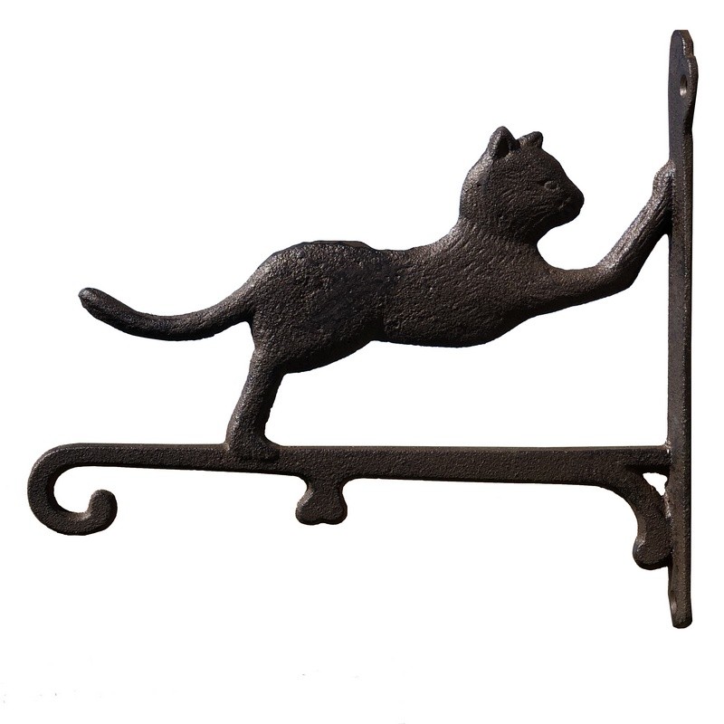 Équerre en fonte au motif chat marron (photo) Équerre en fonte au motif chat marron