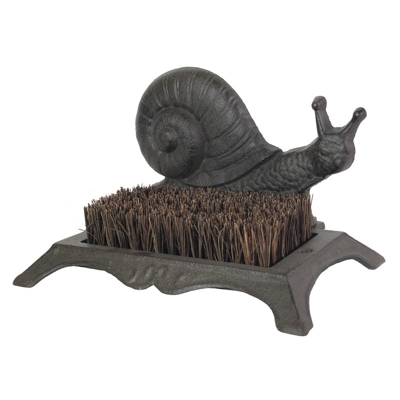 Gratte-pied avec brosse en fibres de coco escargot en fonte (photo) Gratte-pied avec brosse en fibres de coco escargot en fonte