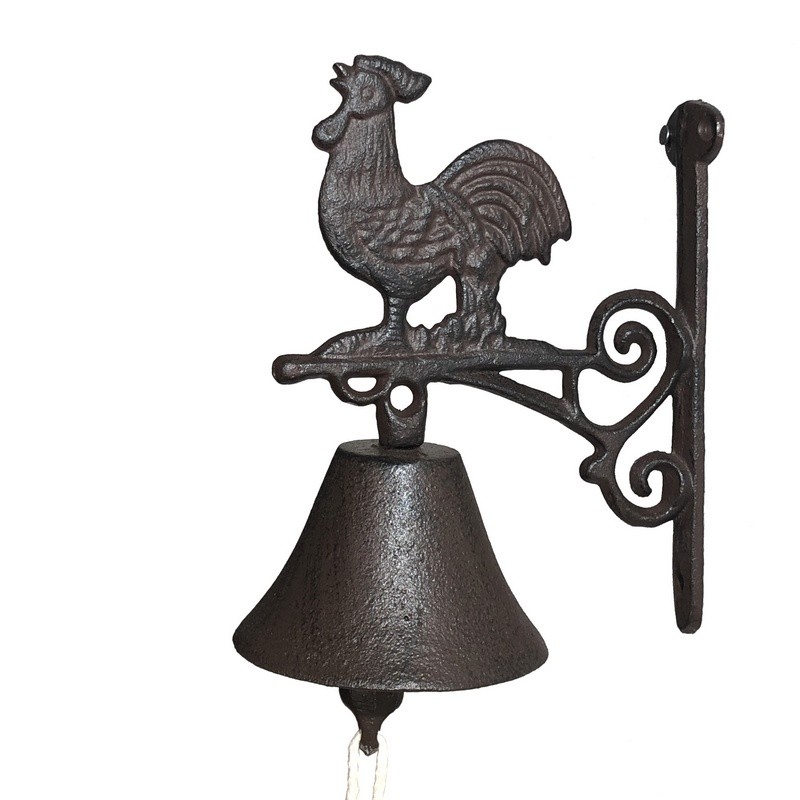 Cloche de porte murale coq en fonte 22x16 (photo) Cloche de porte murale coq en fonte 22x16